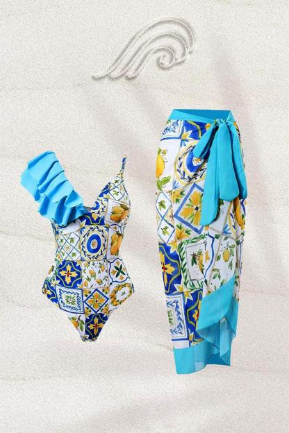 swimwear-Sheila Printed Tiles Two-pieces Swim Set-SW0020702771-Blue-S - Sunfere