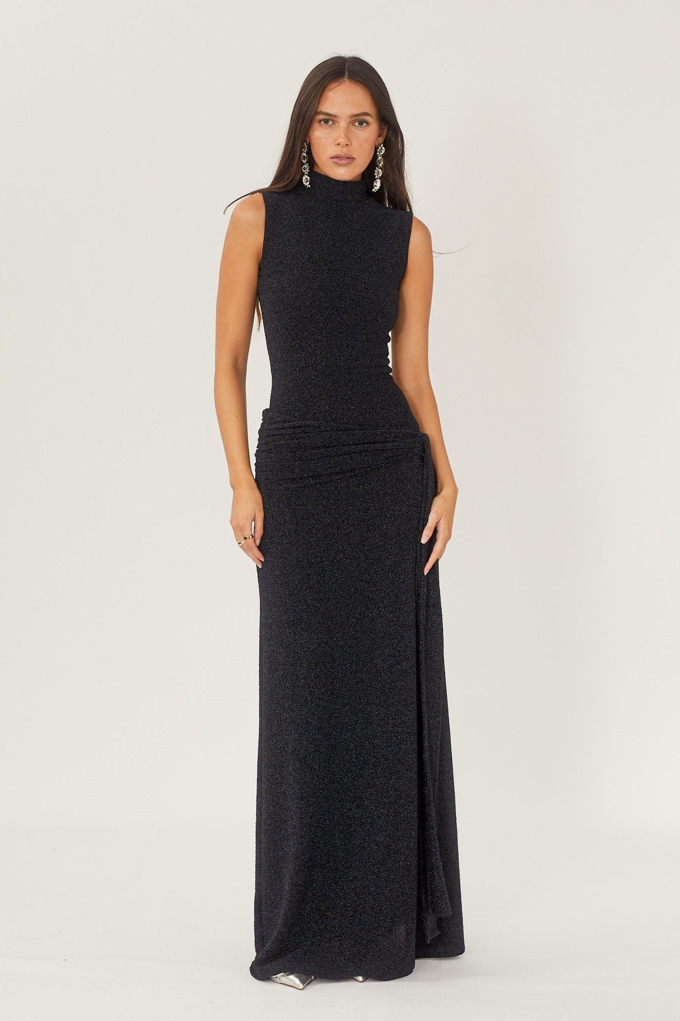 Shonna Metallic Strap Maxi Knit Dress-Sunfere – sunfere