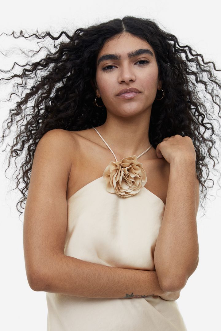 Sia Removable Rose Halterneck Midi Dress-Sunfere
