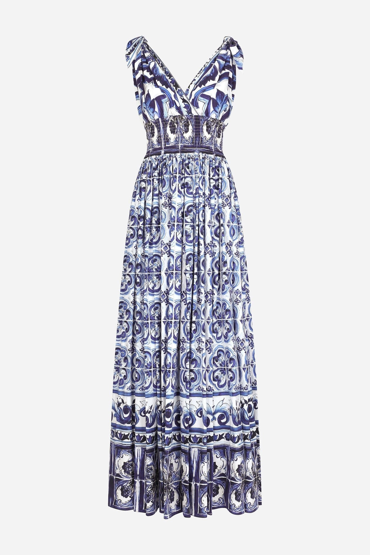 dresses-Sibyl Printed Knotted Strap Maxi Dress-SD0020627643-Blue-S - Sunfere
