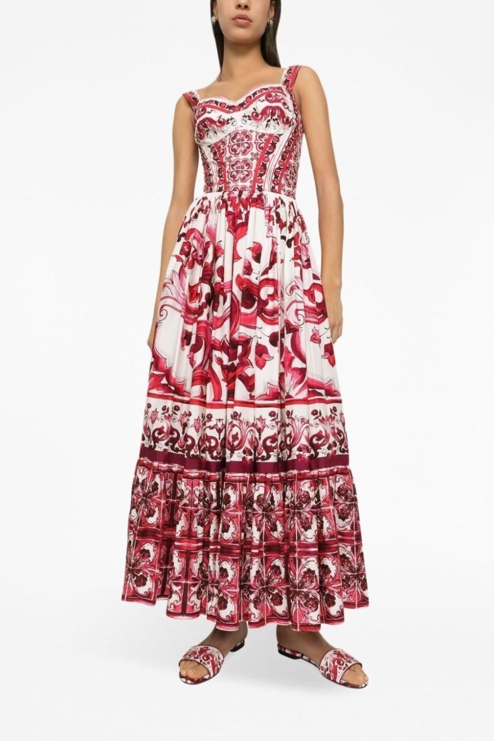 Sibyl Printed Shirred Strap Maxi Dress-Sunfere – sunfere