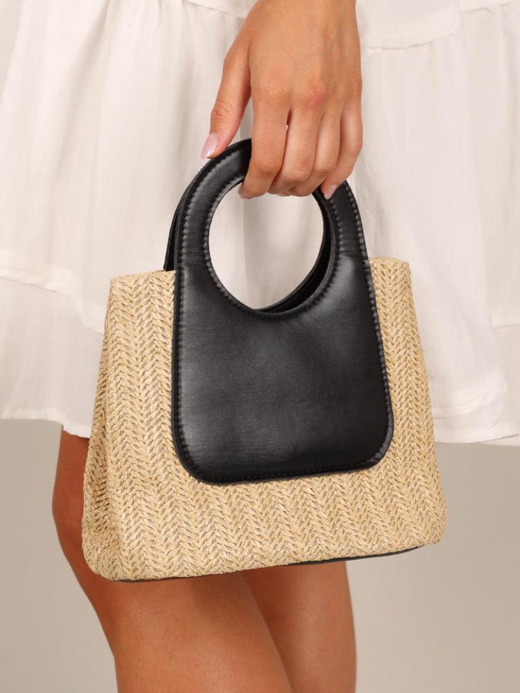 Sigrid Leather Straw Tote Bag-Sunfere