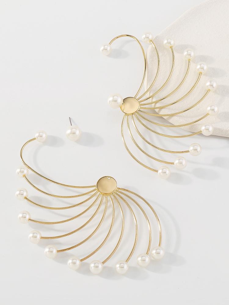 Sigrid Pearl Metal Earrings-Sunfere