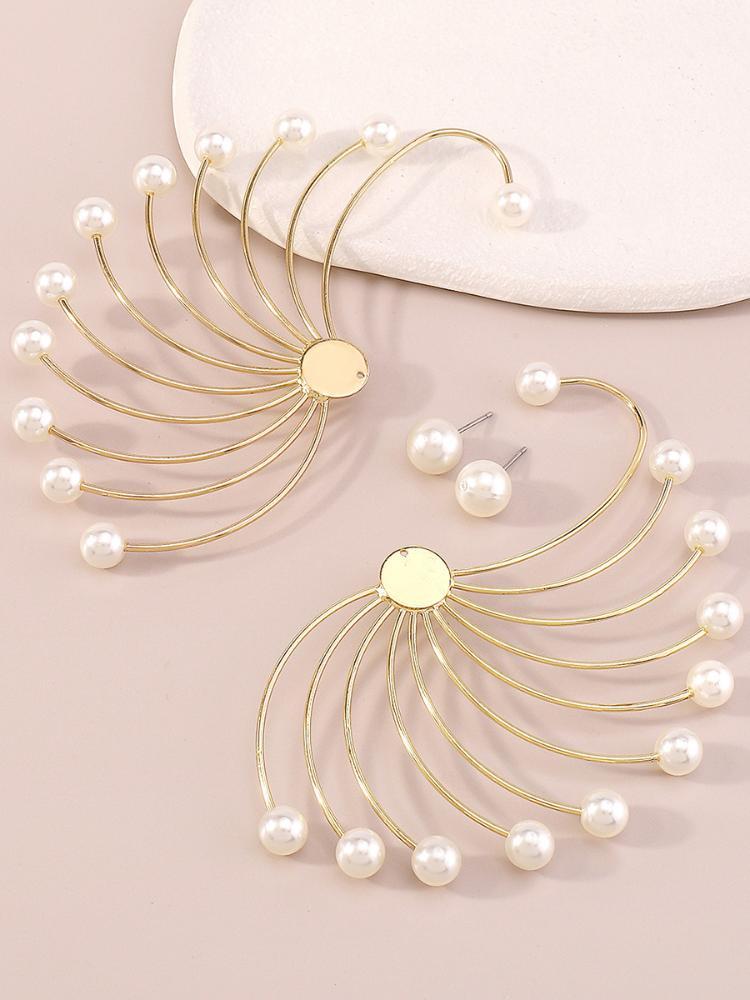 Sigrid Pearl Metal Earrings-Sunfere