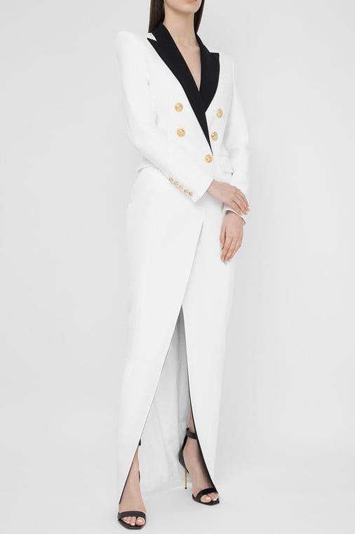 dresses-Silas Colorblock Tuxedo Maxi Blazer Dress-SD00211091872-White-XS - Sunfere