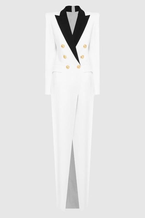 dresses-Silas Colorblock Tuxedo Maxi Blazer Dress-SD00211091872-White-XS - Sunfere