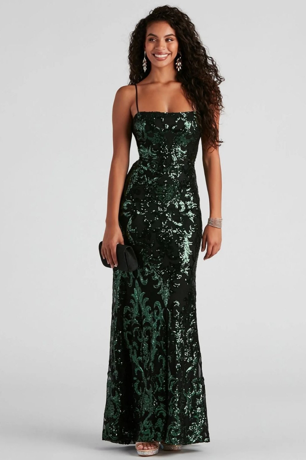 dresses-Sima Baroque Sequins Back Lace-up Maxi Dress-SD00209061343-Black-S - Sunfere