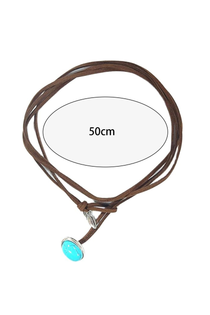 Turquoise Pendant Leather Necklace