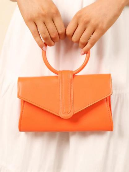 -Spring Leather Multi-way Envelop Bag-SA0020516328-Orange-Small - Sunfere