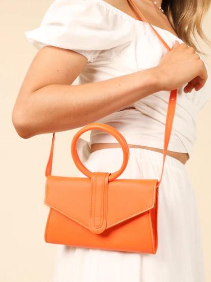 -Spring Leather Multi-way Envelop Bag-SA0020516328-Orange-Small - Sunfere