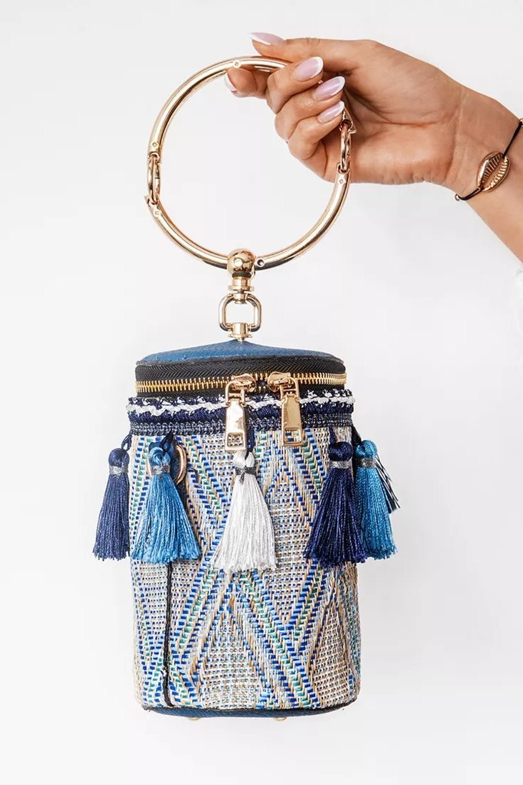 Straw Weaved Tassel Hoop Bucket Bag-Sunfere