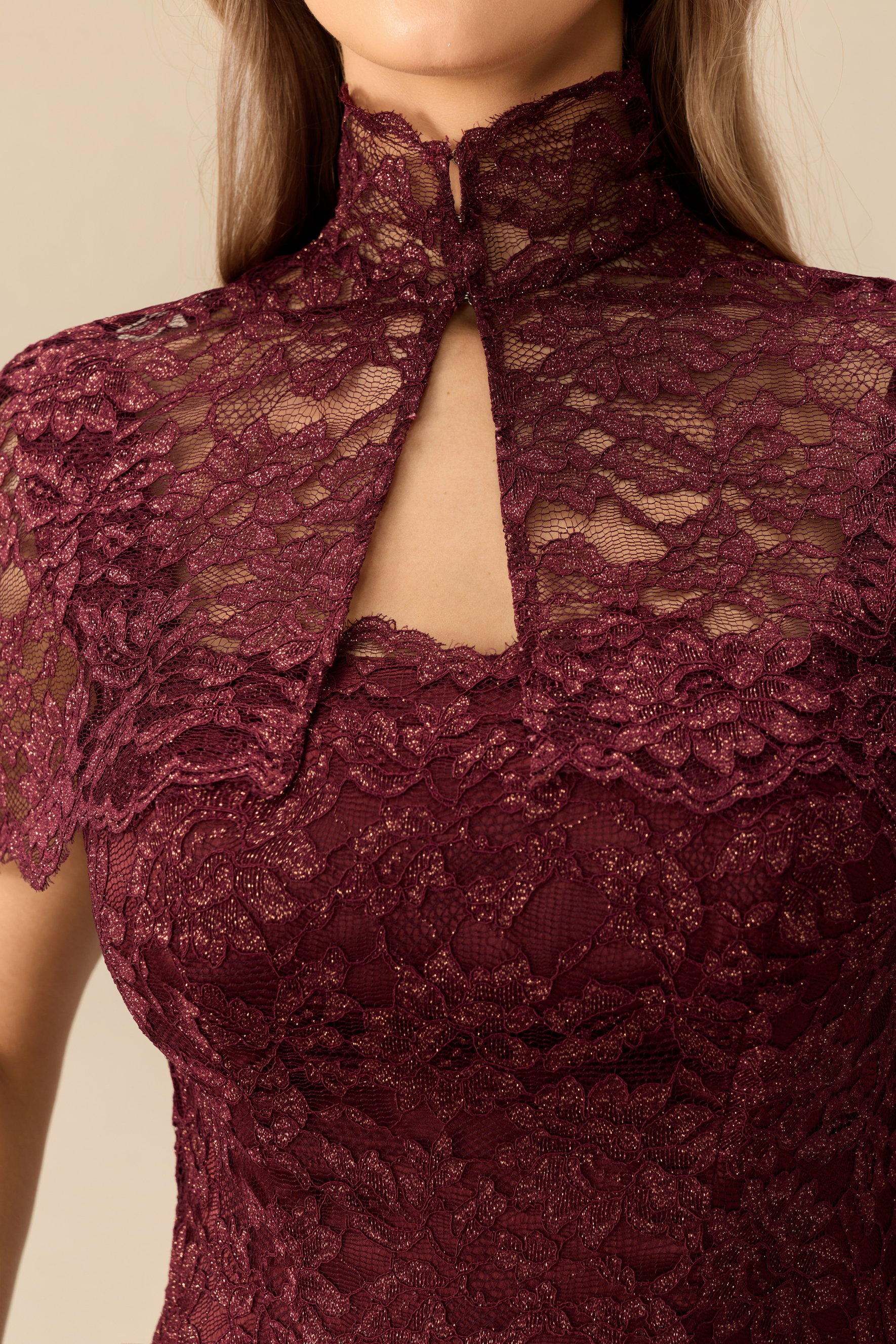 Simply Enchanting Lace Mermaid Maxi Dress & Cape Three-Piece Set