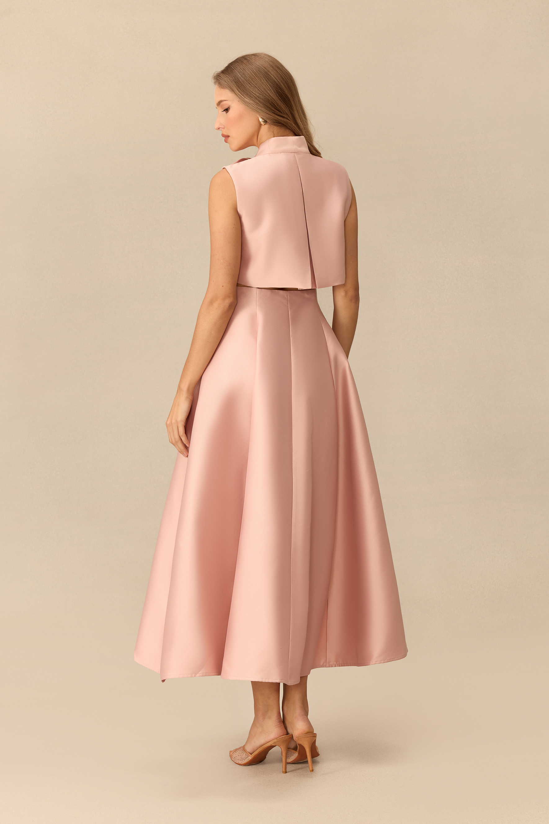 Heart Of The Moment Sleeveless Bow Neck Satin Maxi Dress