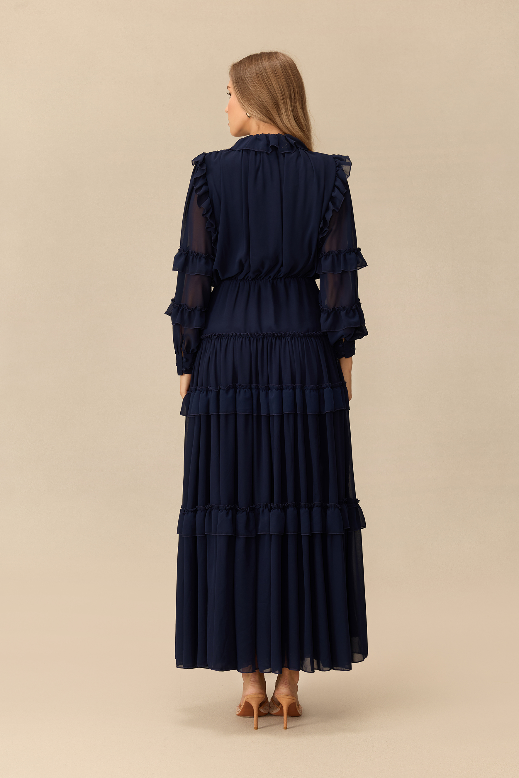 Moonlit Serenade Floral Embroidery Tiered Maxi Dress