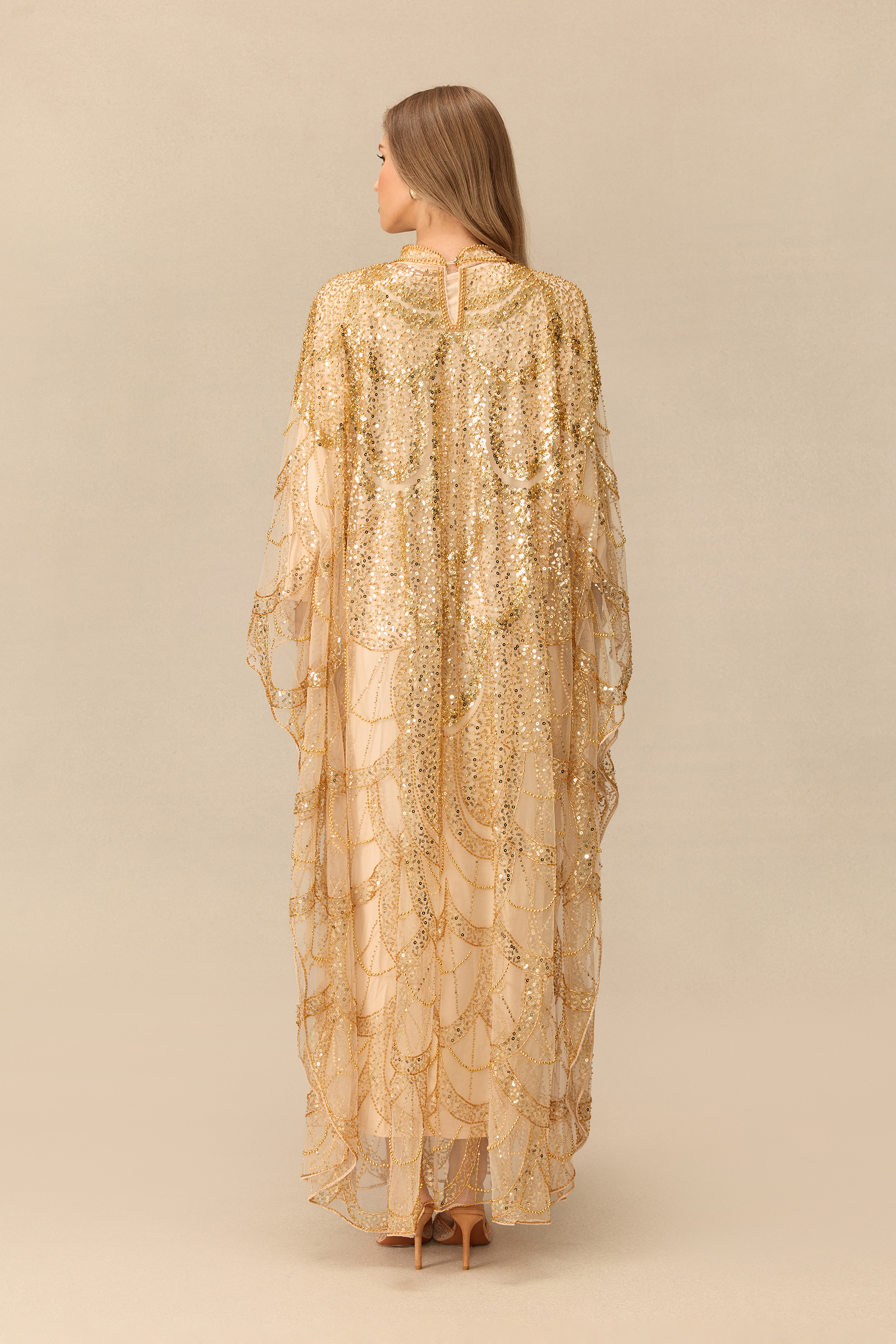 Glamour After Dark Sequin Embellished Mesh Maxi Dress