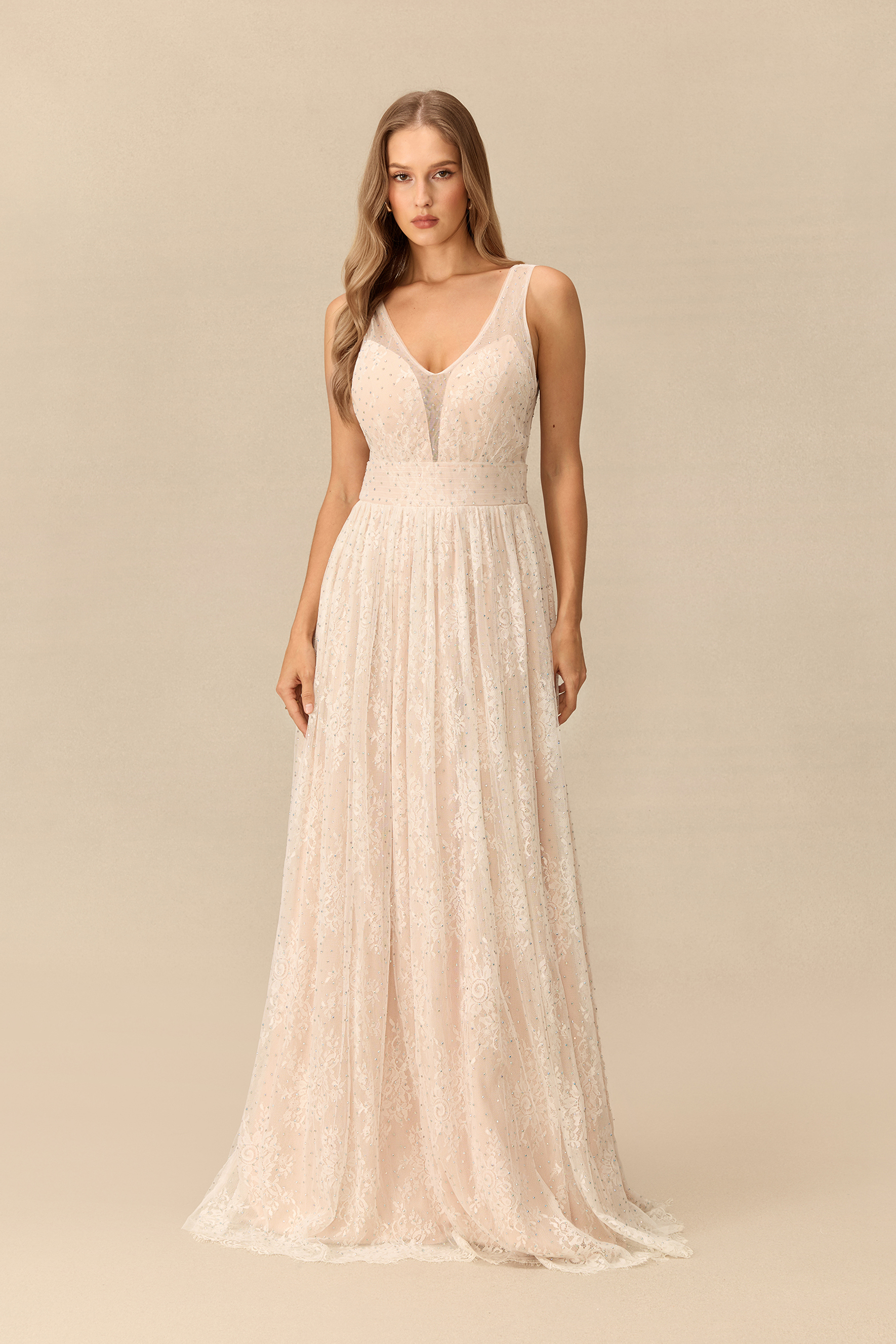Romance Dreamer Rhinestone Embellished V Neck Maxi Dress