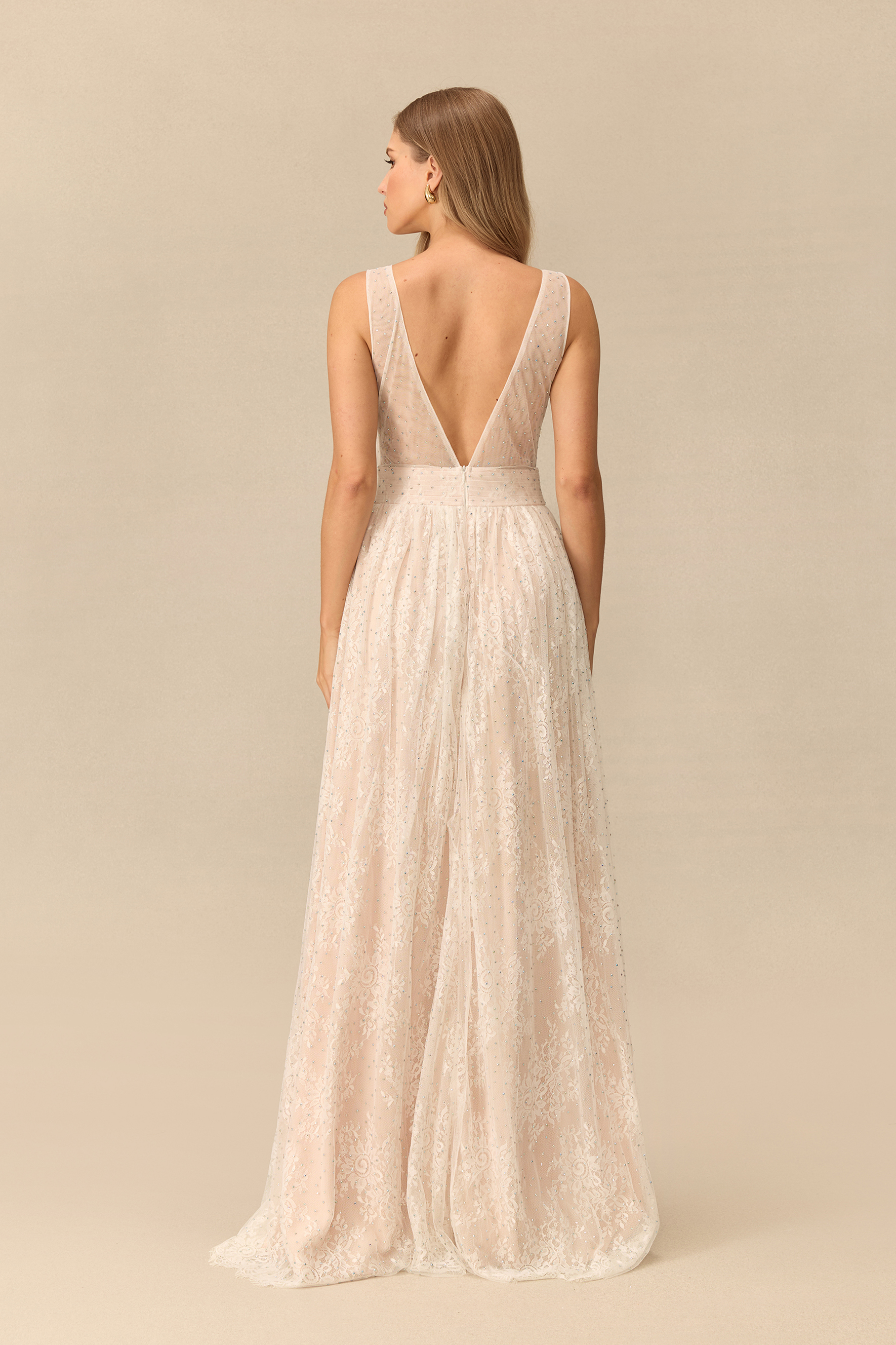 Romance Dreamer Rhinestone Embellished V Neck Maxi Dress