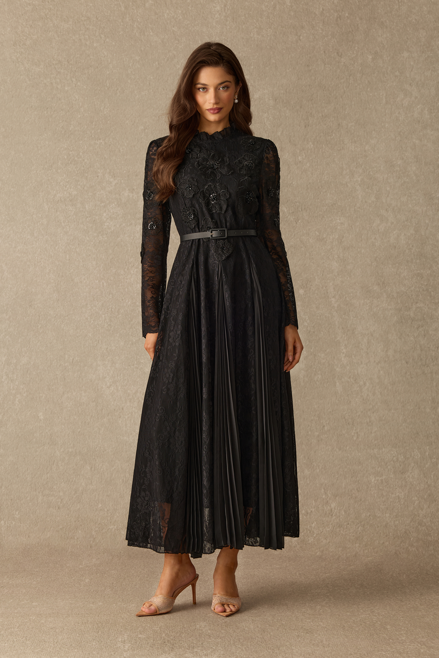 Quite The Charm Floral Lace Pleated Maxi Dress