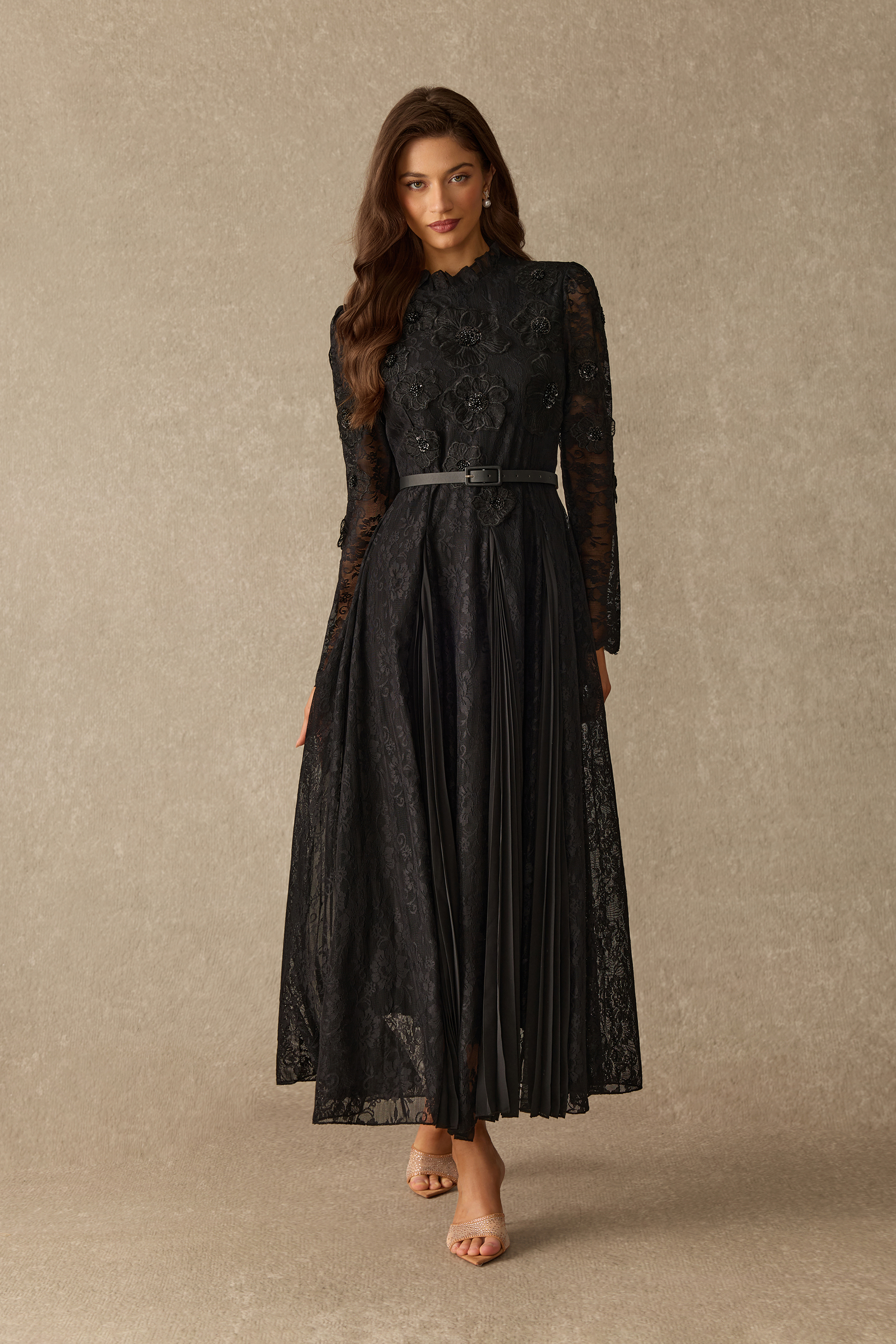 Quite The Charm Floral Lace Pleated Maxi Dress