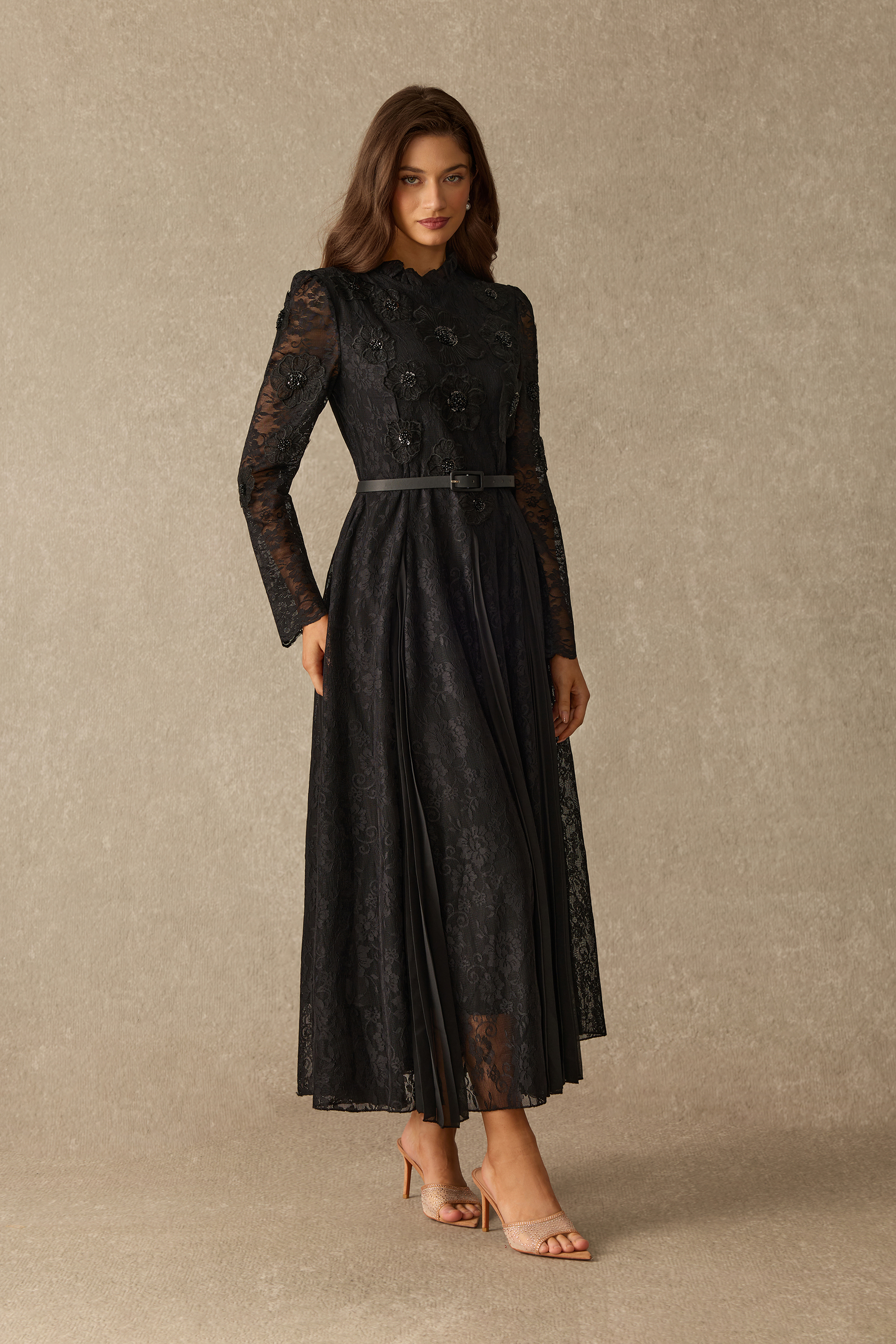 Quite The Charm Floral Lace Pleated Maxi Dress