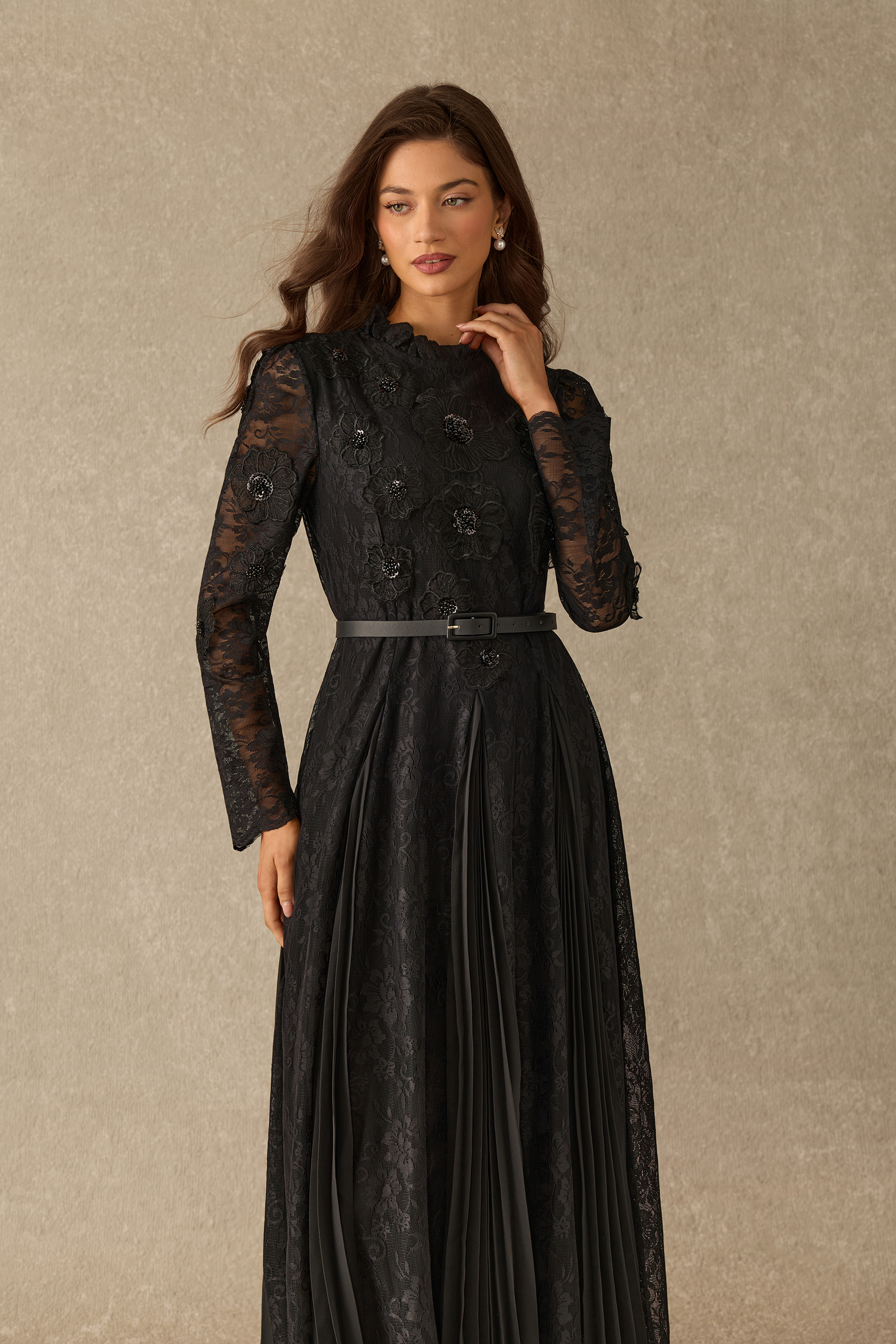 Quite The Charm Floral Lace Pleated Maxi Dress