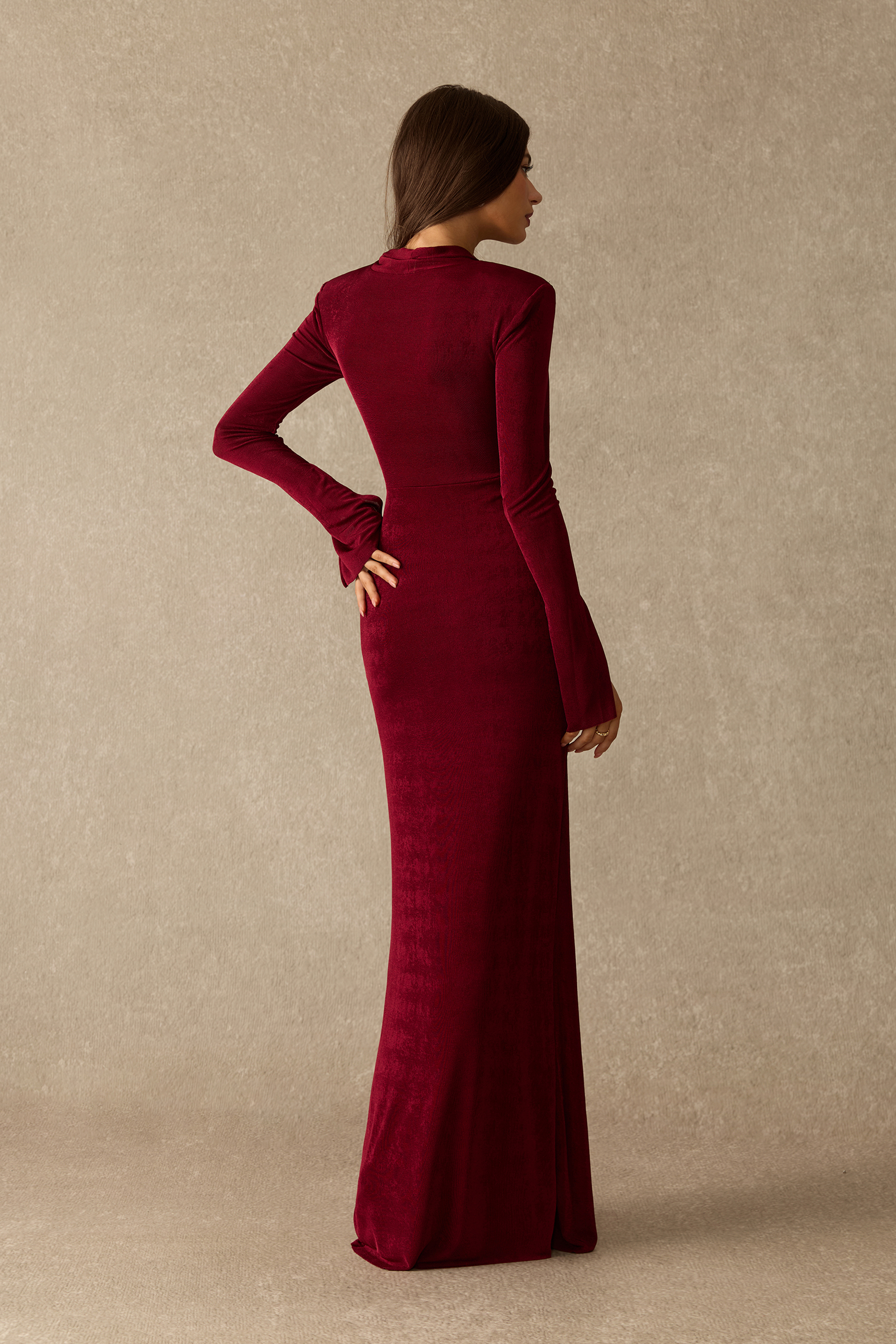 Midnight Muse V Neck Flare Sleeve Cutout Maxi Dress
