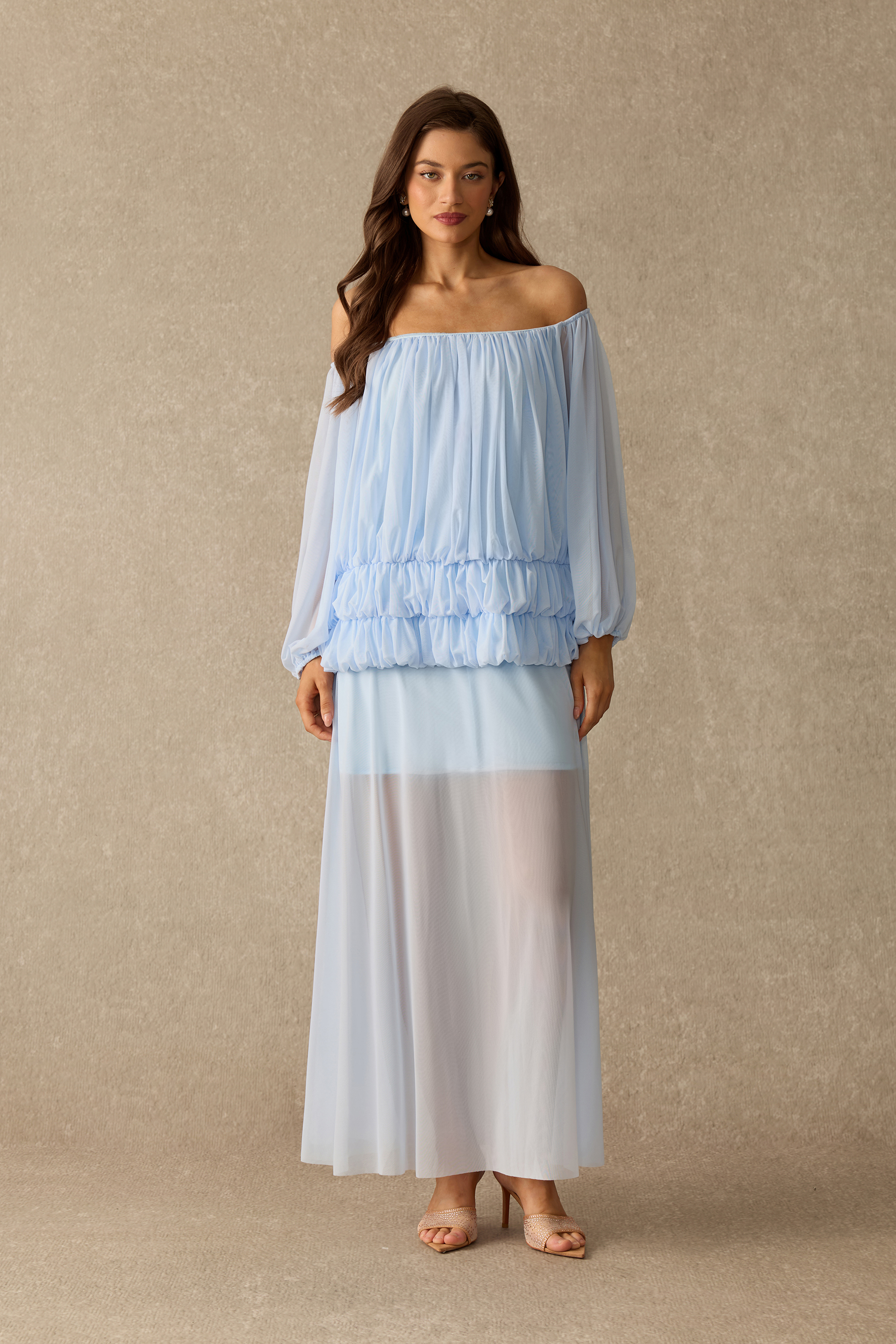 In My Feelings Off Shoulder Ruched Top & Skirt Set