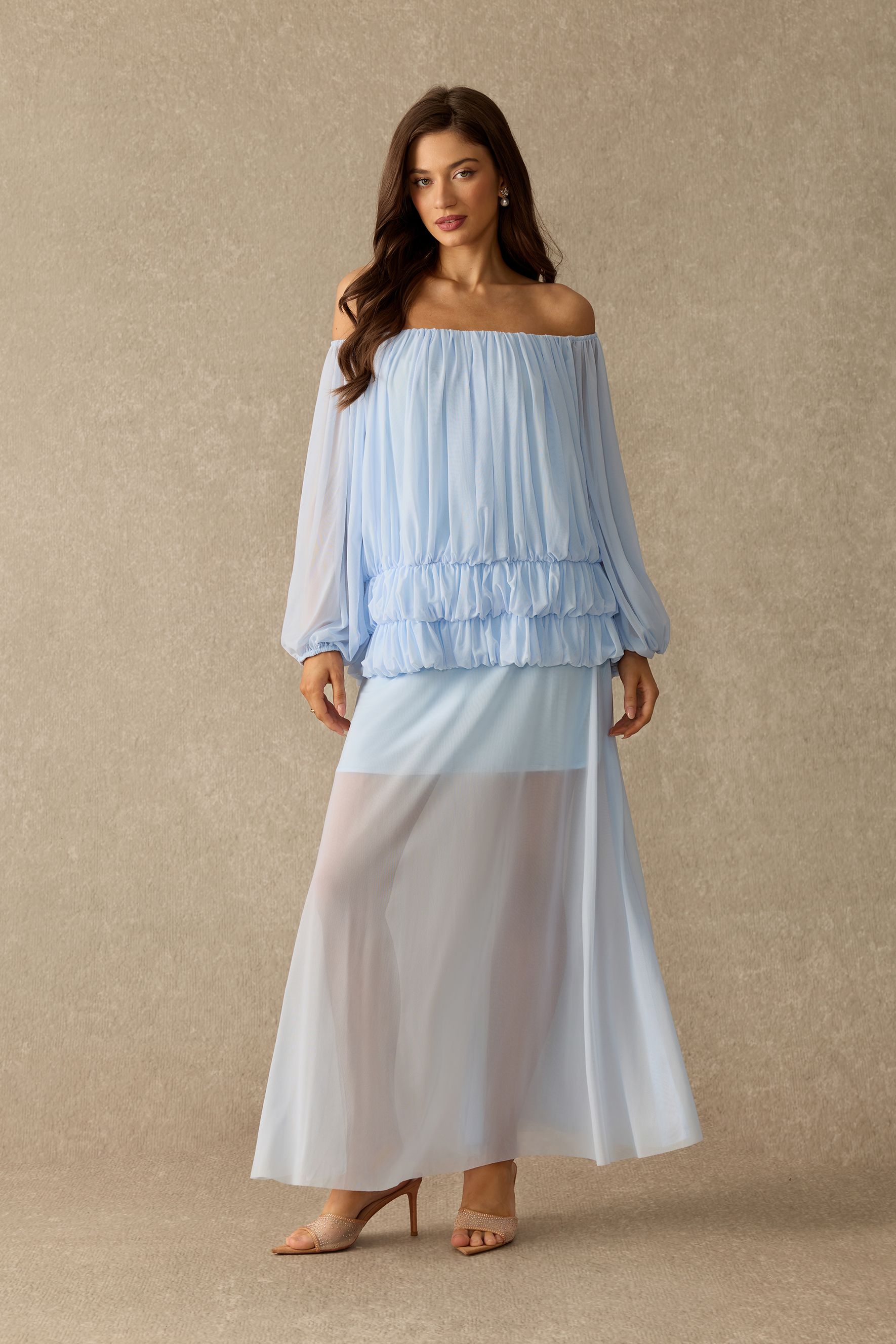 In My Feelings Off Shoulder Ruched Top & Skirt Set