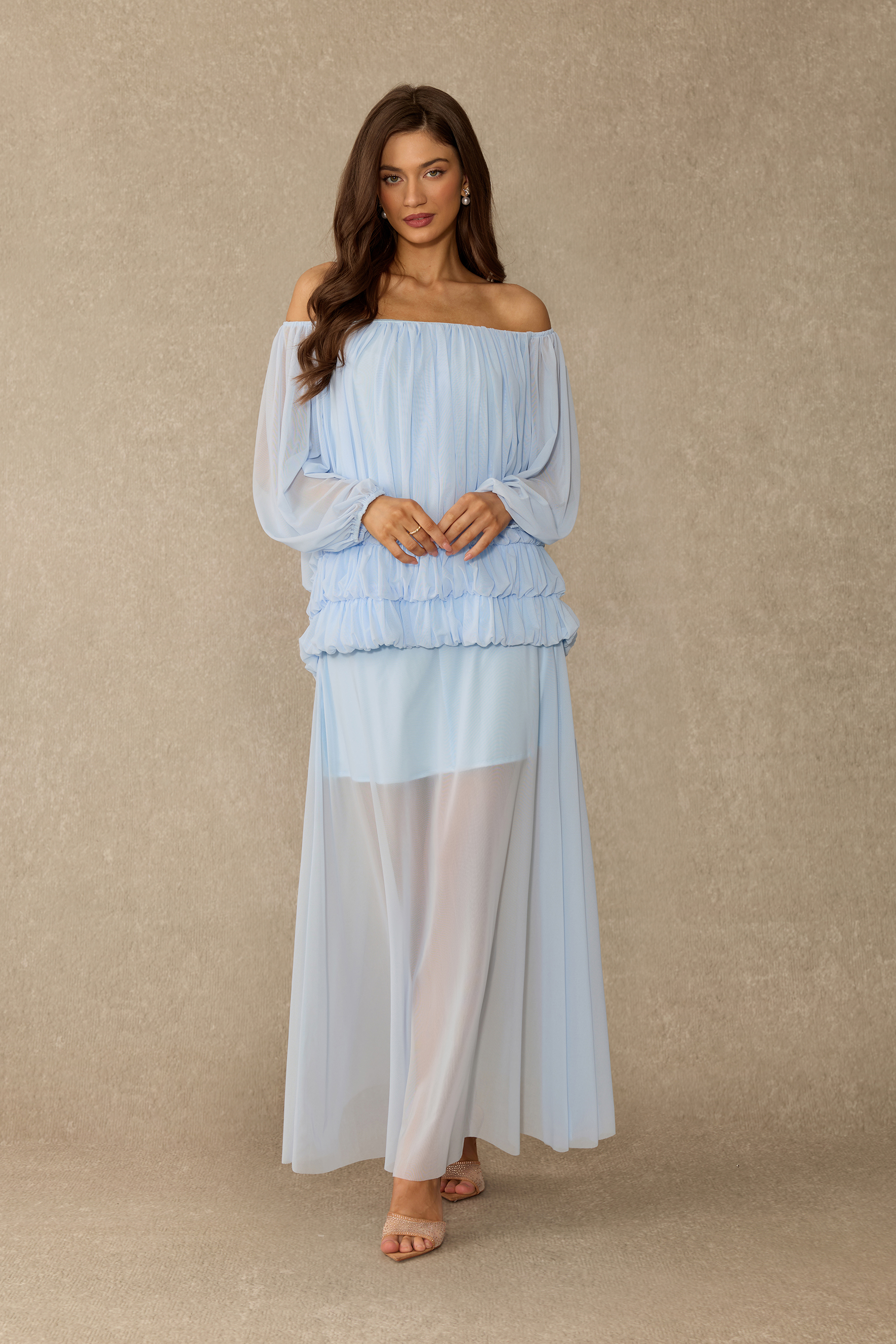 In My Feelings Off Shoulder Ruched Top & Skirt Set