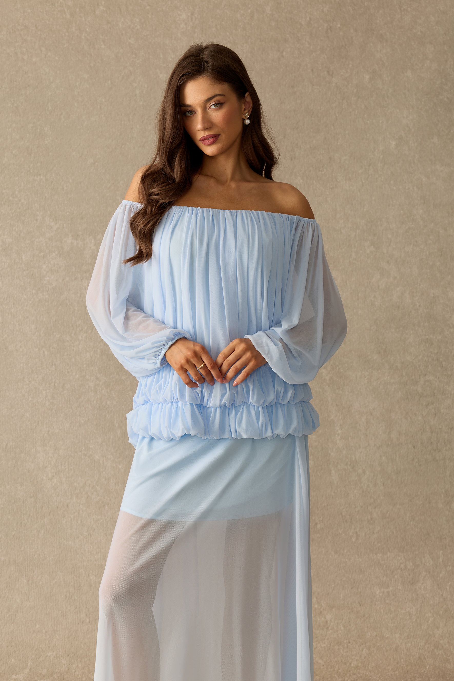 In My Feelings Off Shoulder Ruched Top & Skirt Set