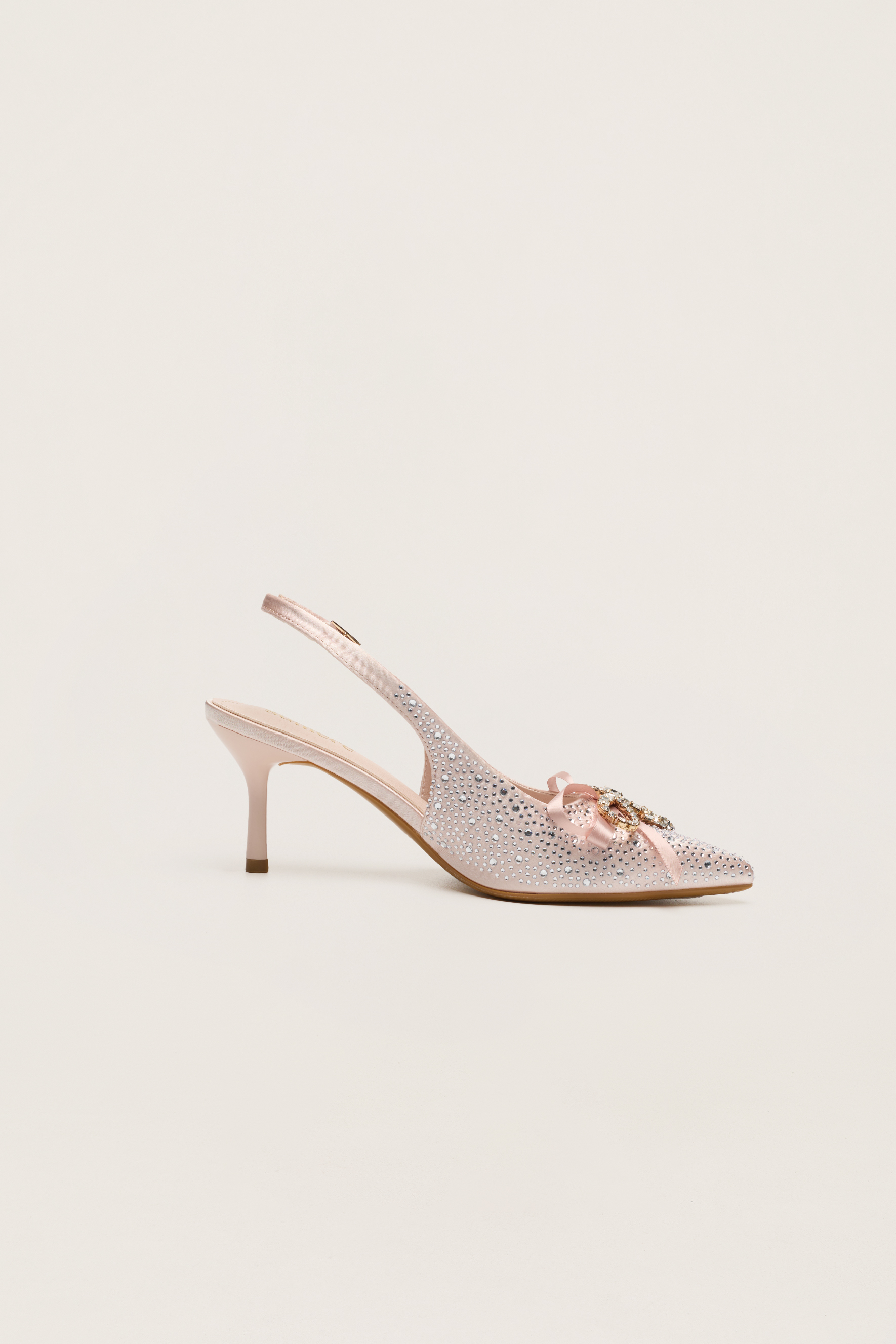 For The Occasion Pink Embellished Bow Slingback Pumps