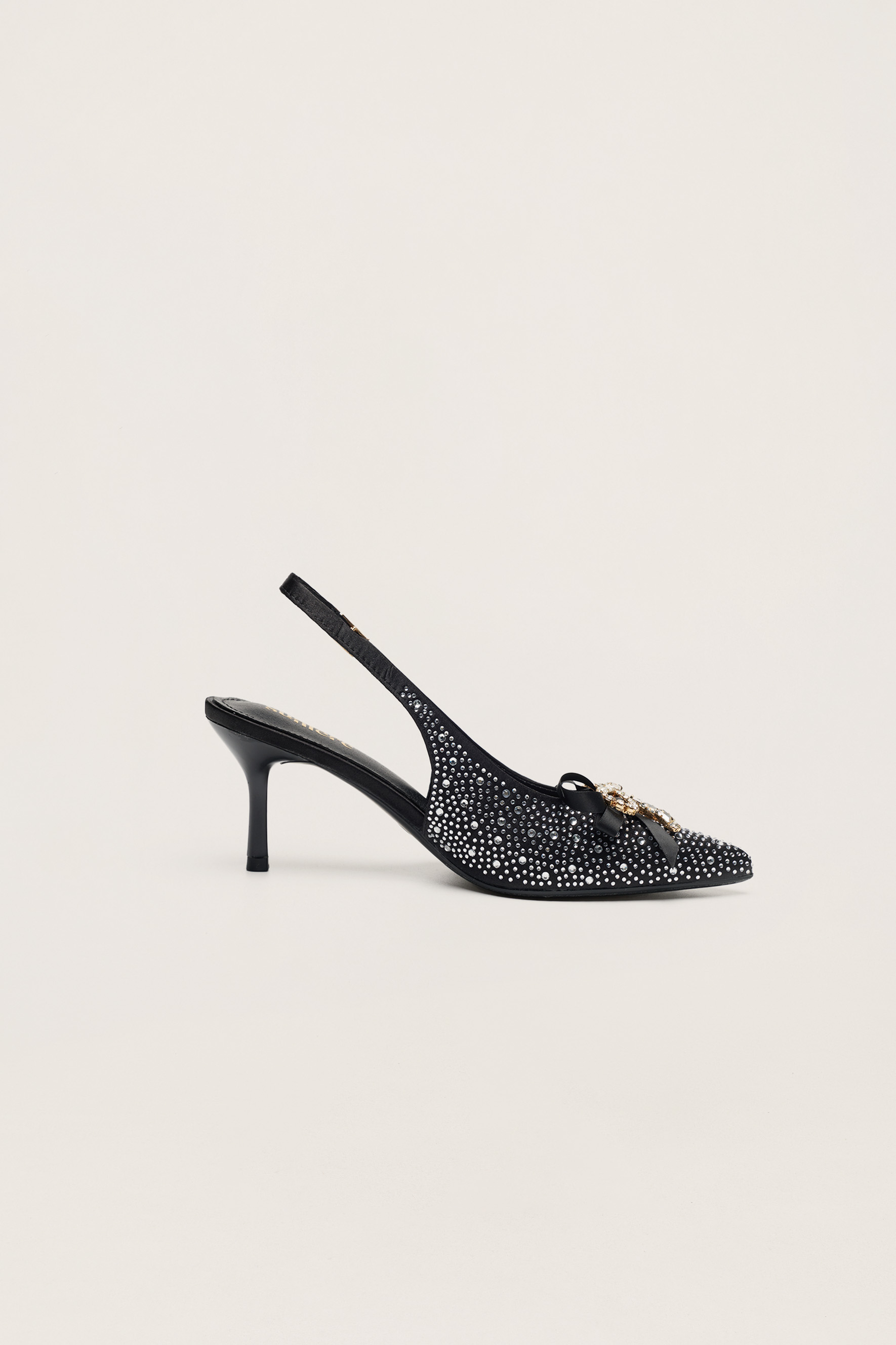 For The Occasion Black Embellished Bow Slingback Pumps
