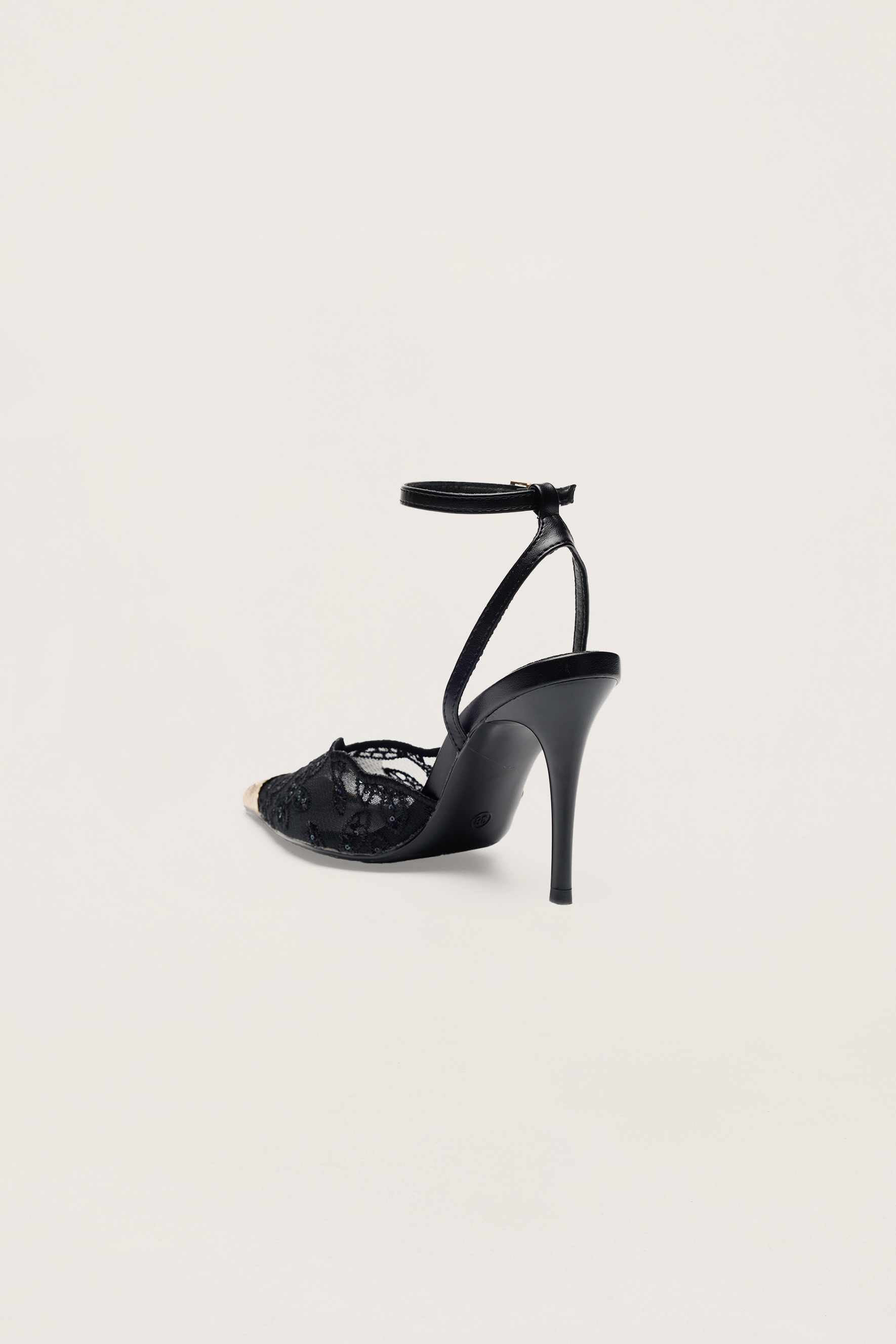Special Feeling Black Floral Embroidered Scalloped Ankle Strap Pumps