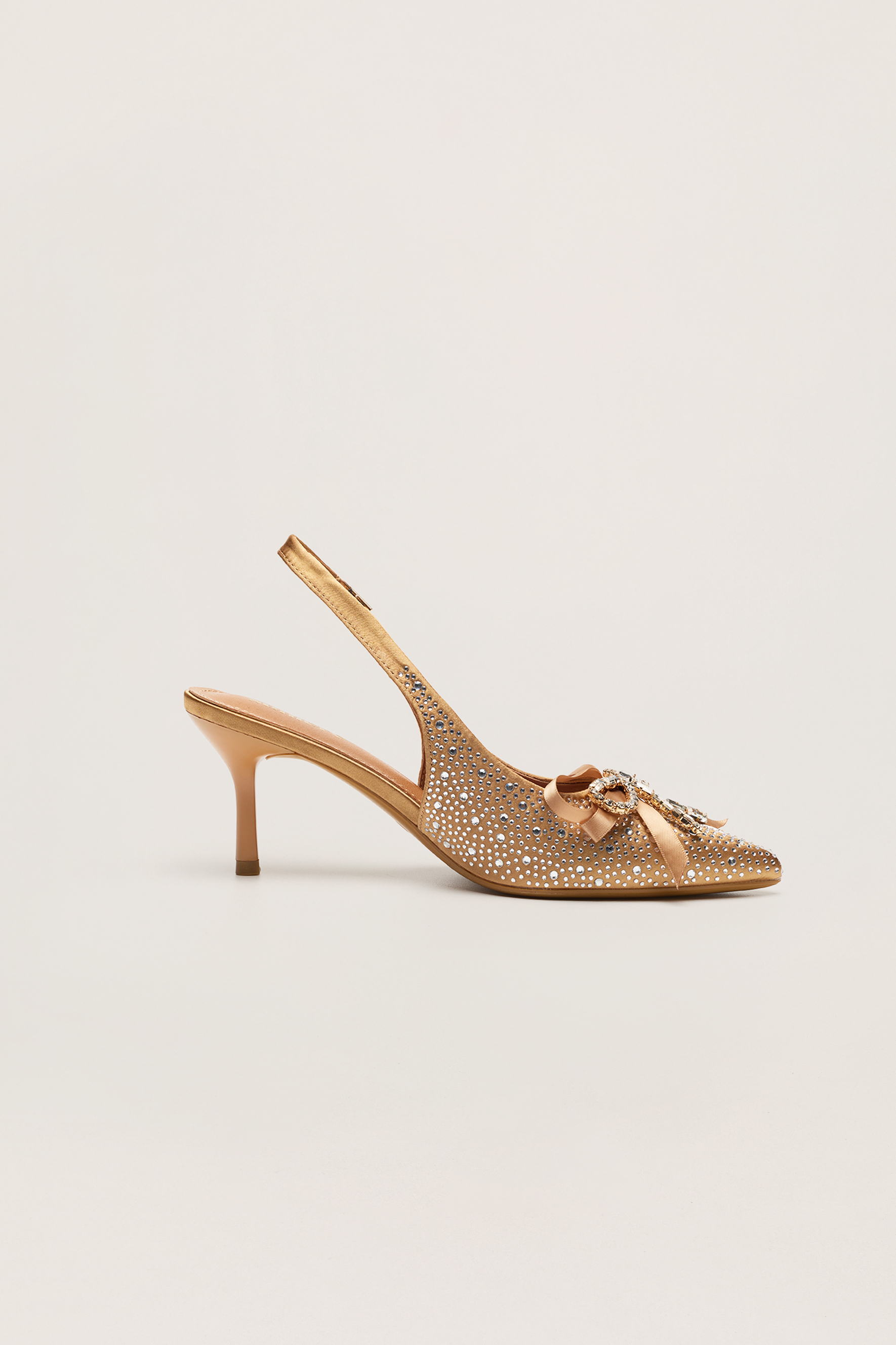 For The Occasion Bronze Embellished Bow Slingback Pumps