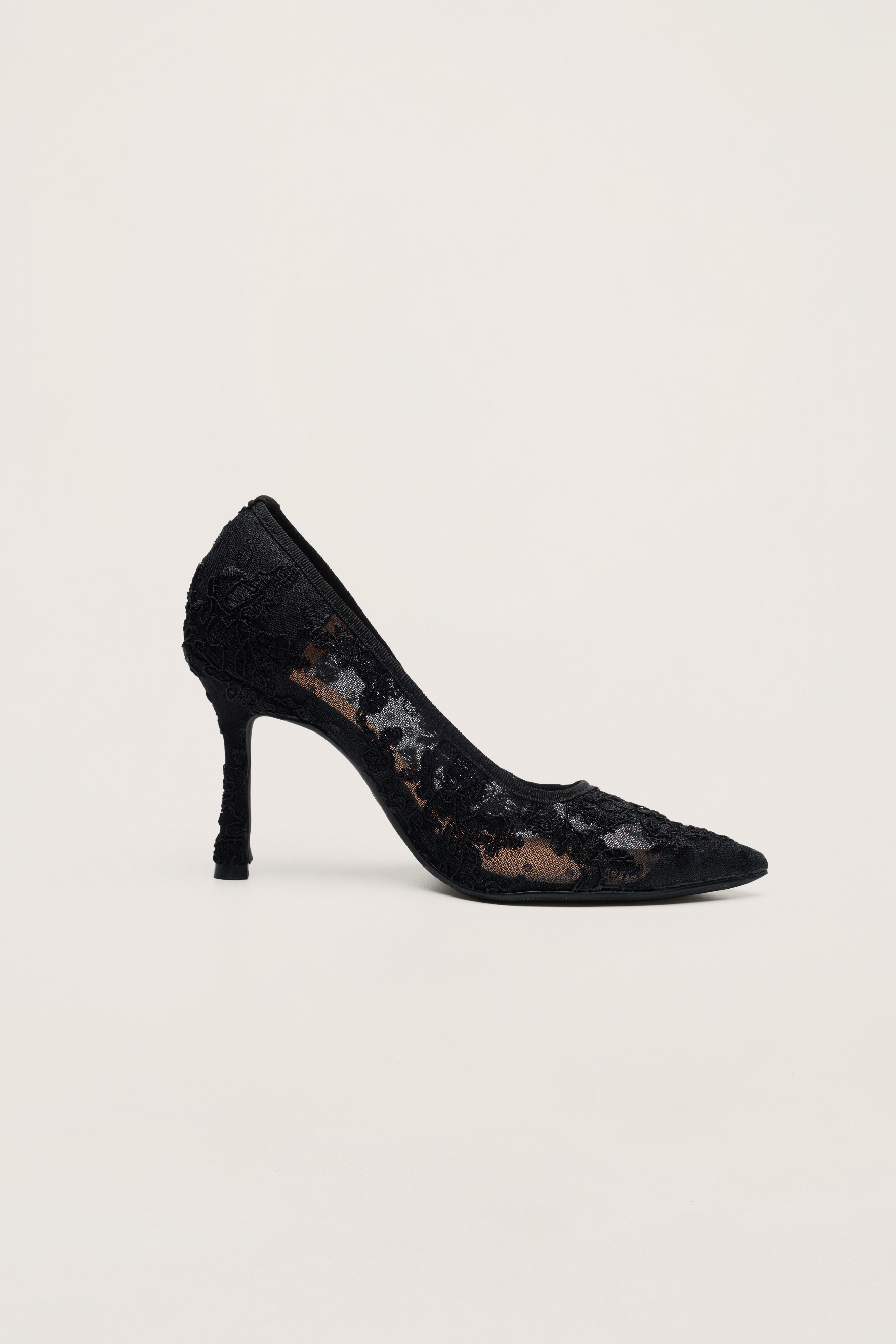 Hidden Charm Black Floral Lace Pointed Toe Pumps