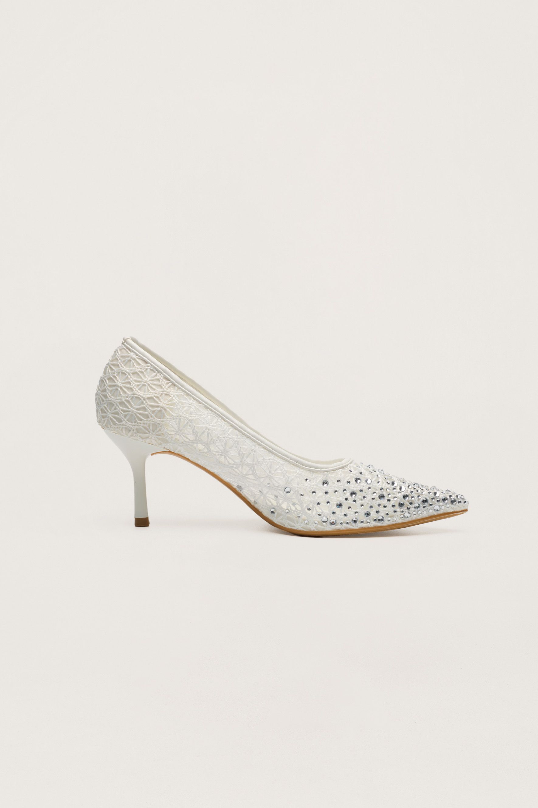 Written In Love White Rhinestone Floral Pointed Toe Pumps