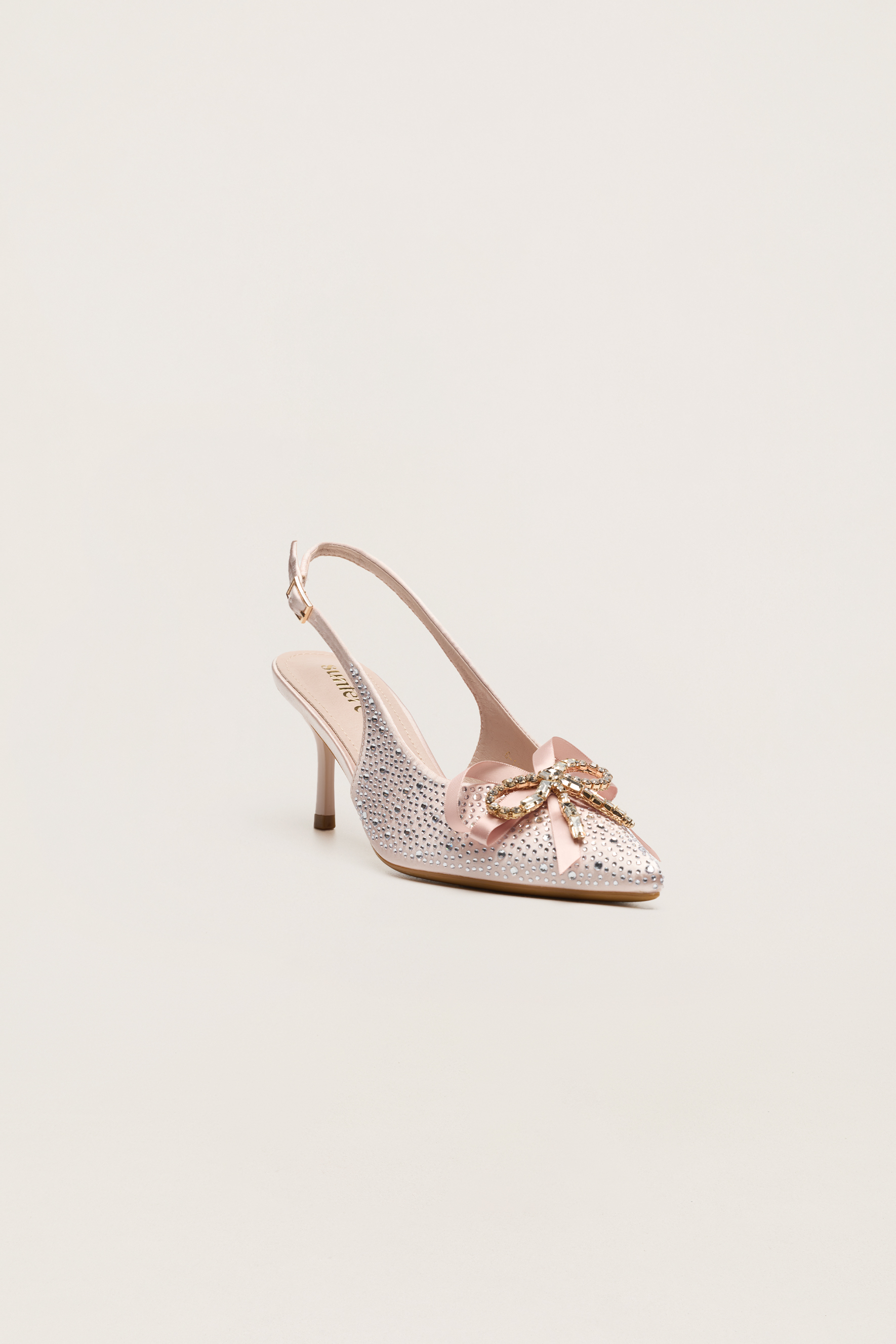 For The Occasion Pink Embellished Bow Slingback Pumps