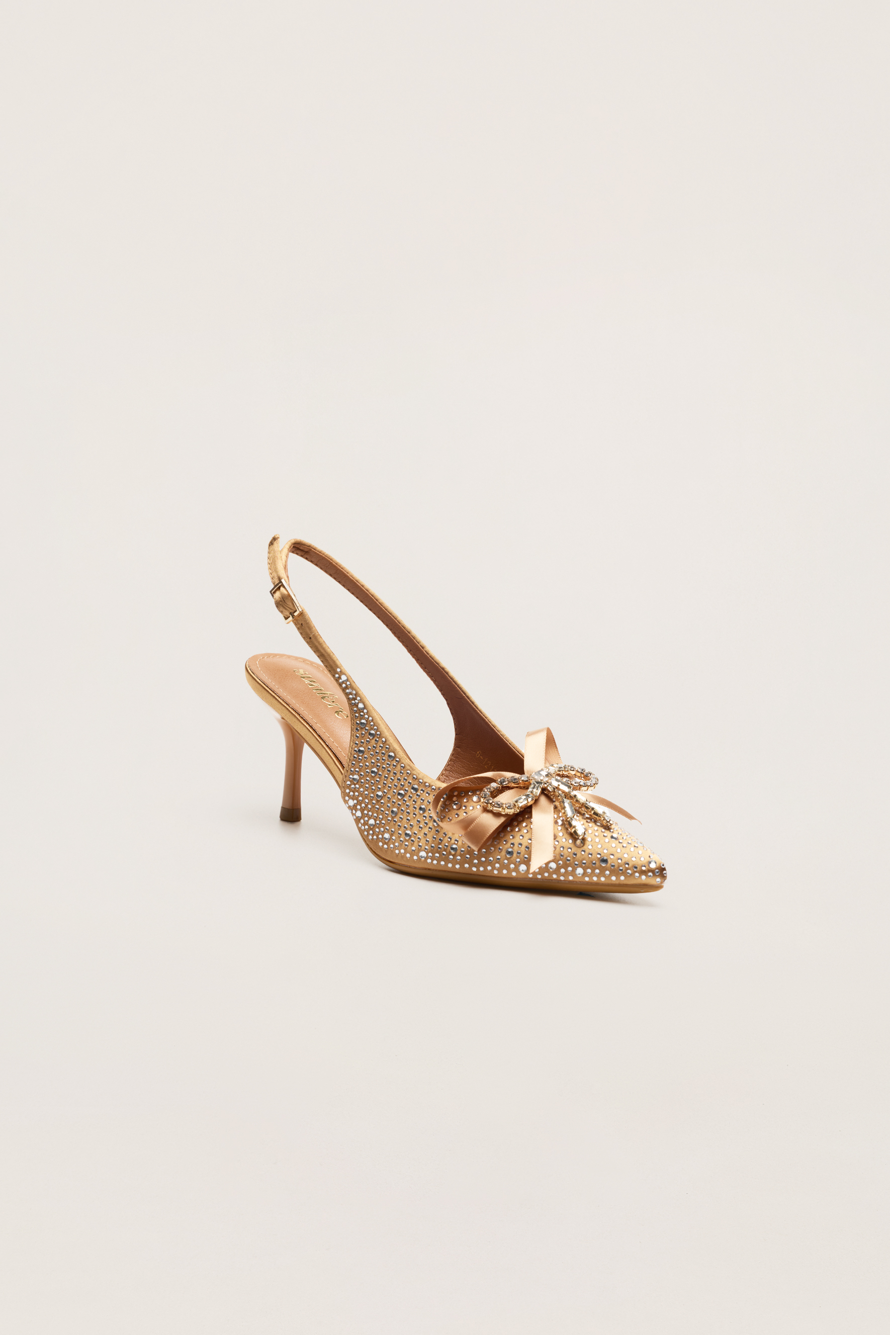 For The Occasion Bronze Embellished Bow Slingback Pumps