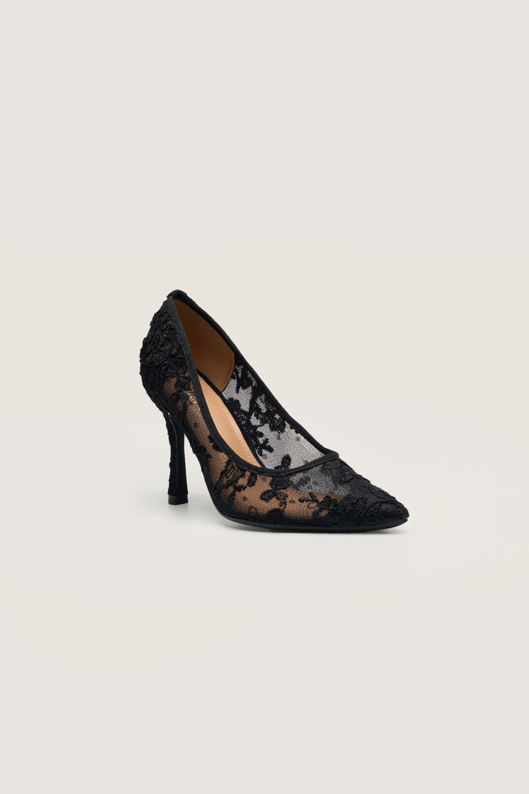 Hidden Charm Black Floral Lace Pointed Toe Pumps