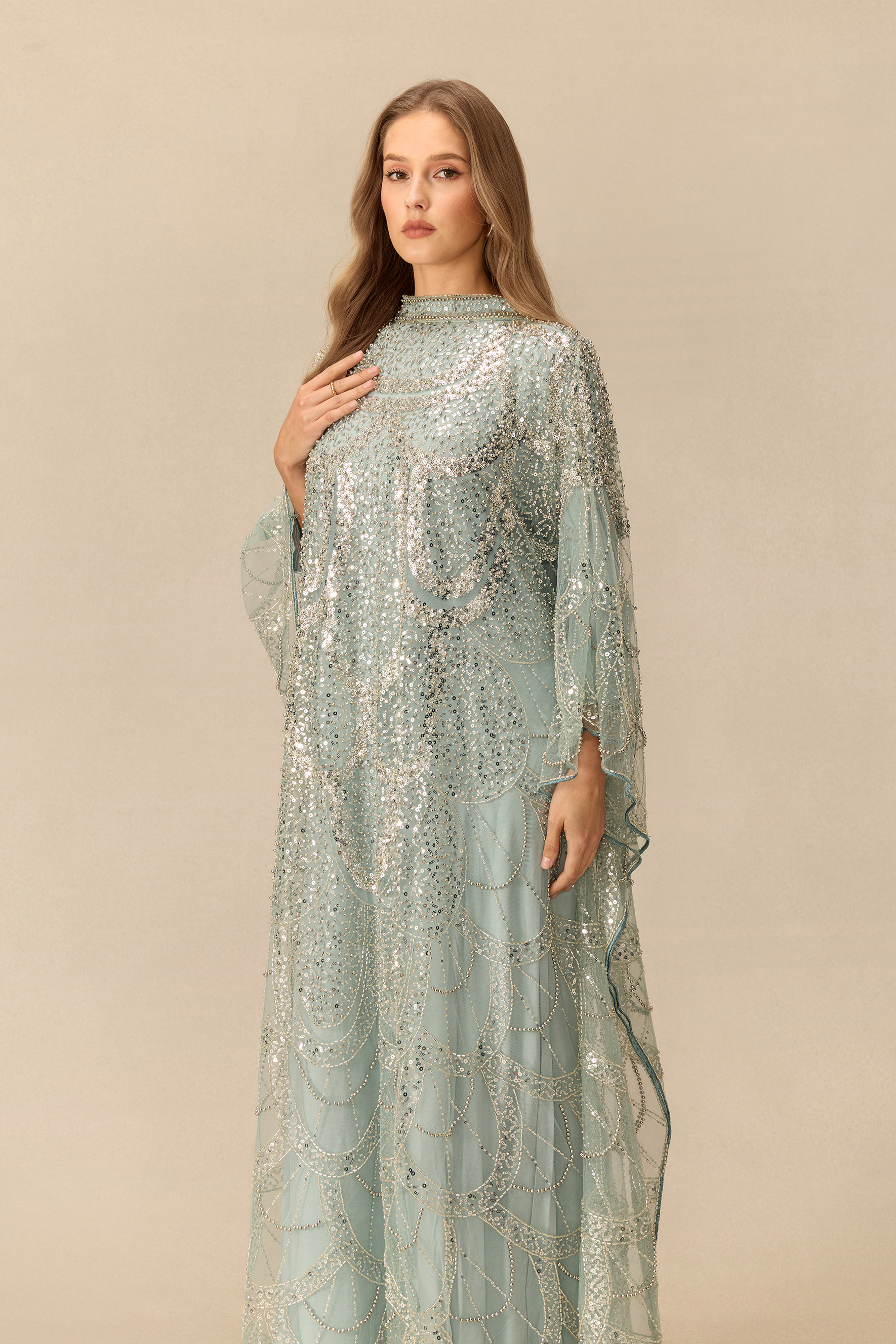 Glamour After Dark Sequin Embellished Mesh Maxi Dress