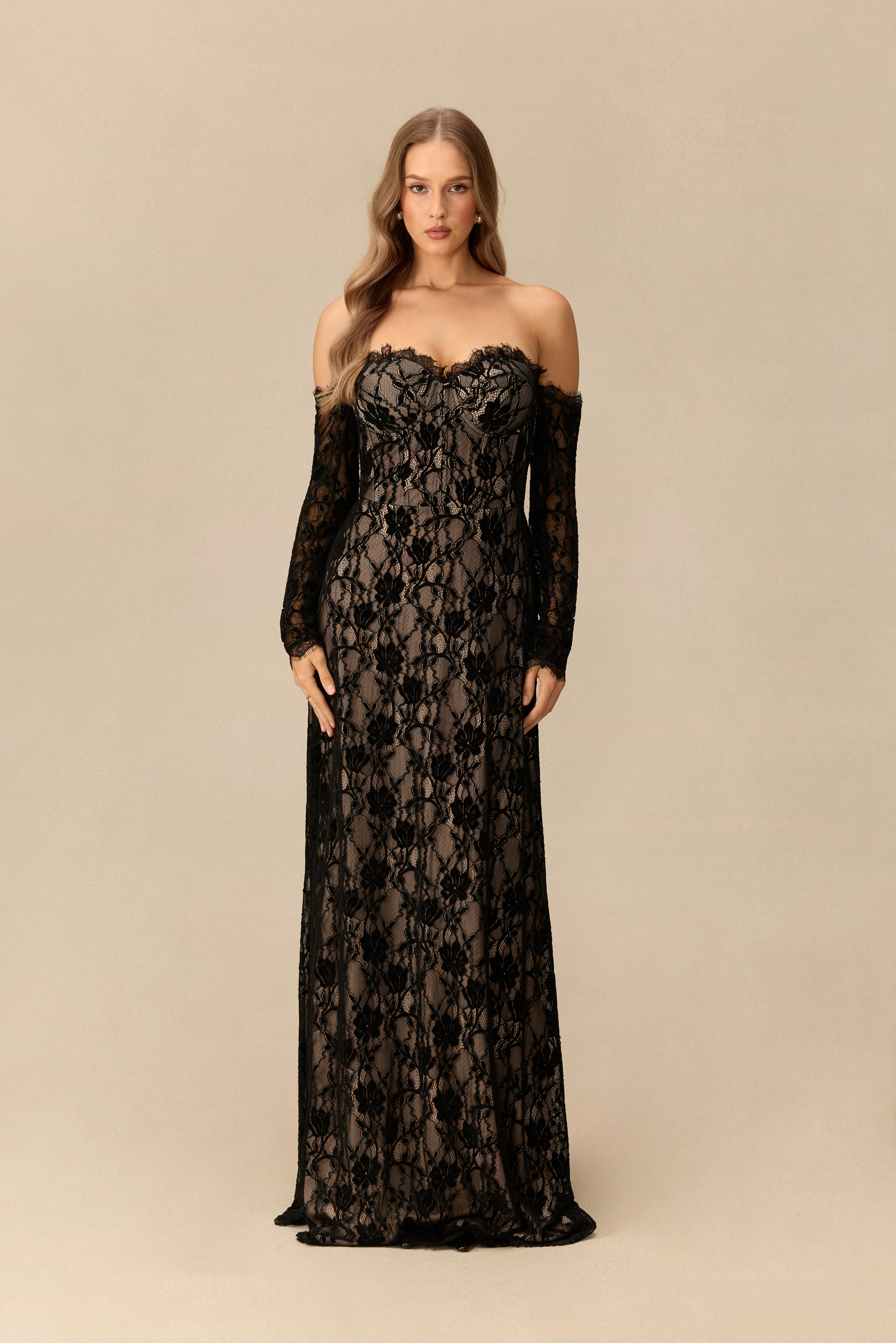 Unforgettable You Floral Lace Off Shoulder Maxi Dress