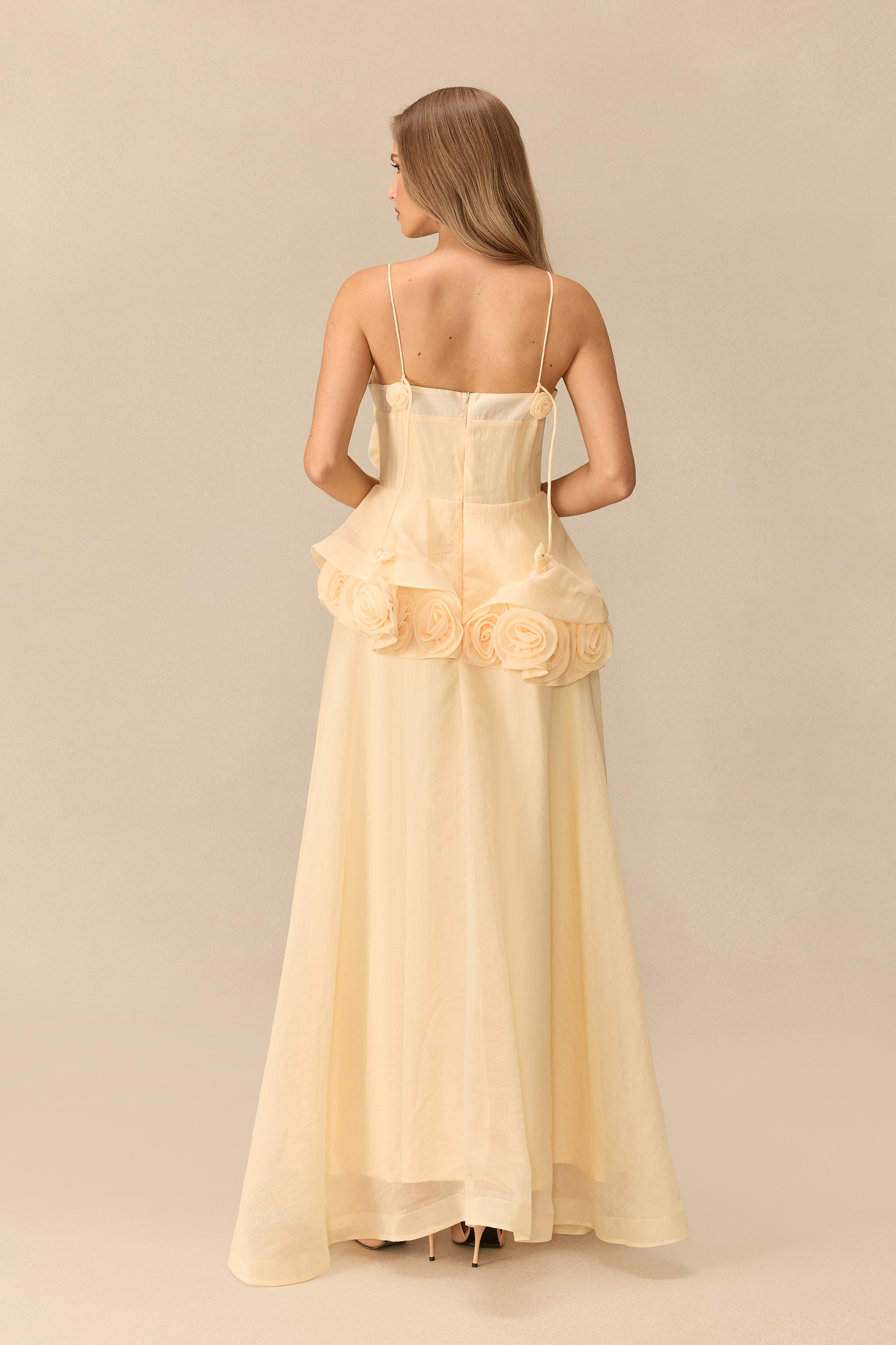 Springtime Romance Spaghetti Strap Floral Embellished Maxi Dress