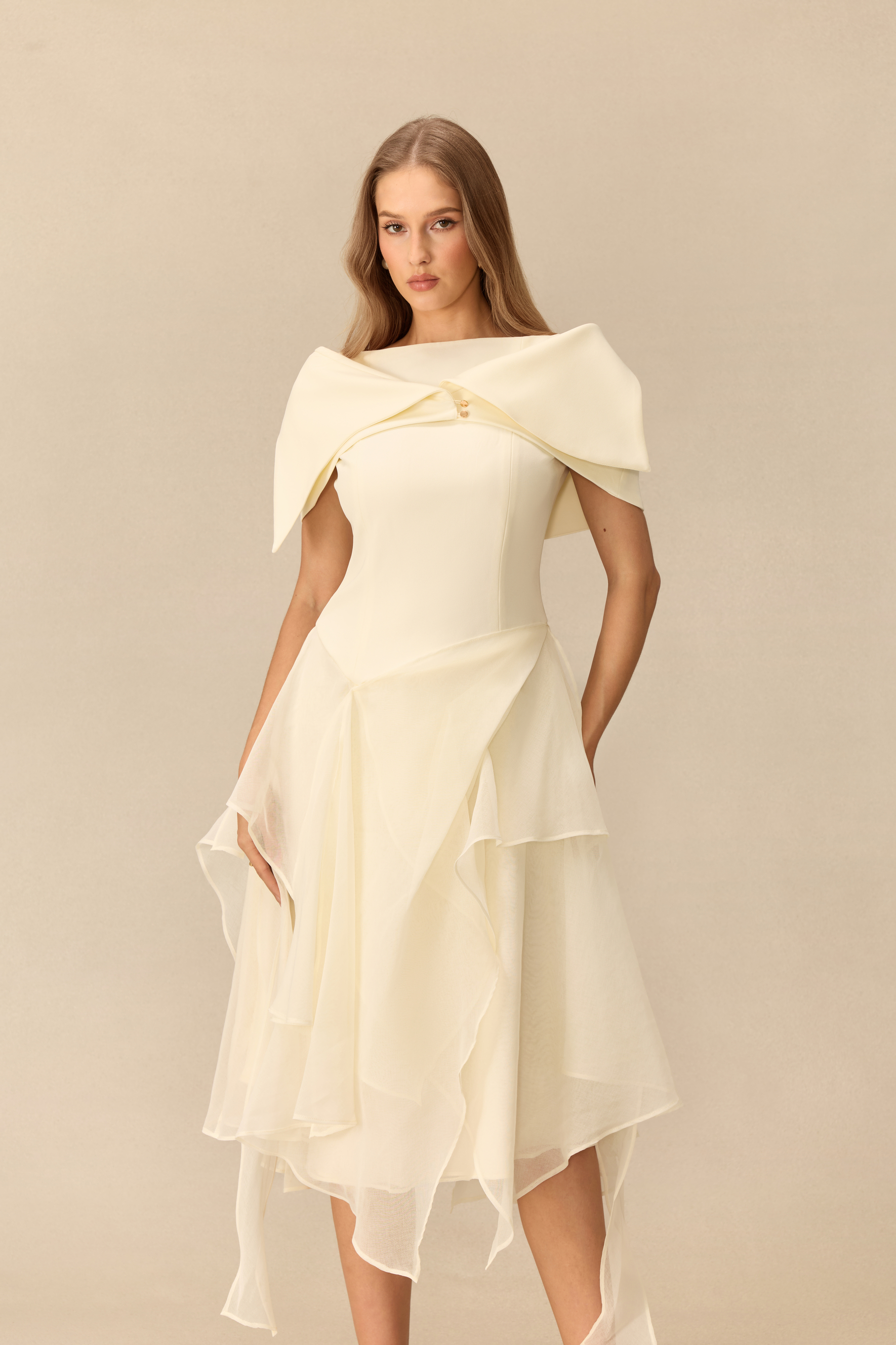 Out Of The Ordinary Boat Neck Asymmetrical Midi Dress