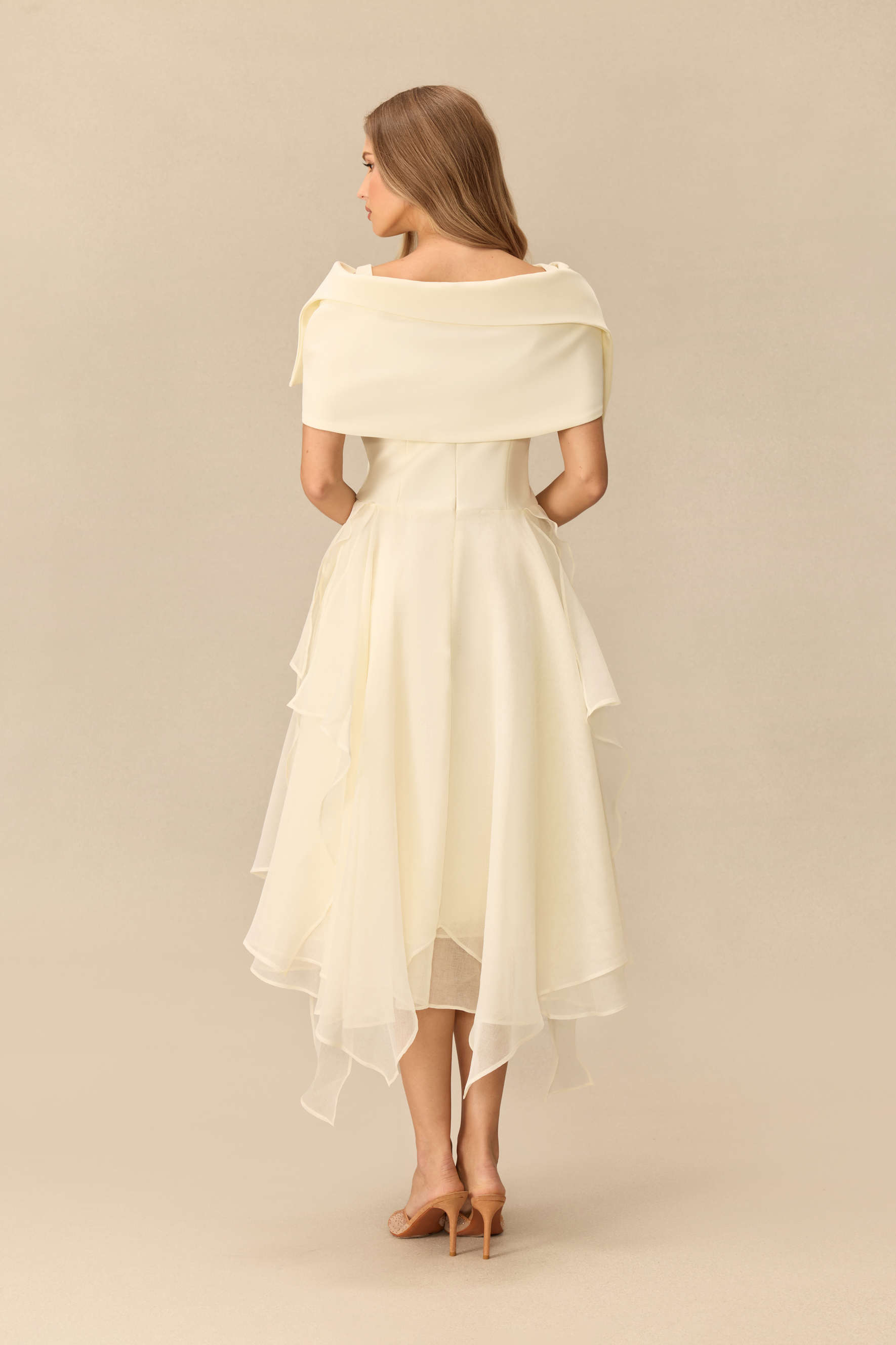 Out Of The Ordinary Boat Neck Asymmetrical Midi Dress