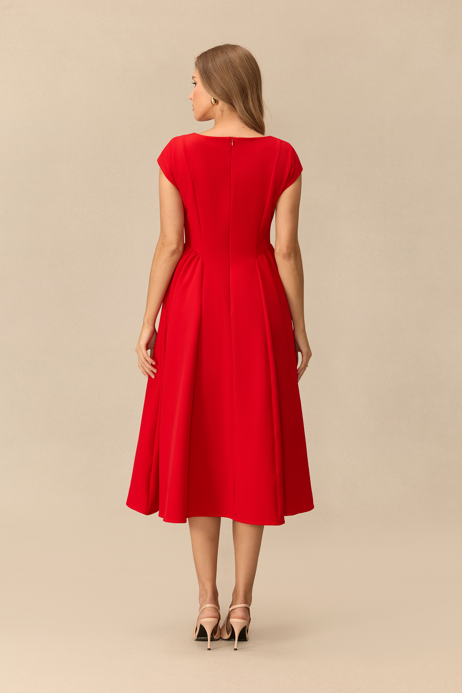 Sweet Serenade Cap Sleeve Floral Applique Midi Dress