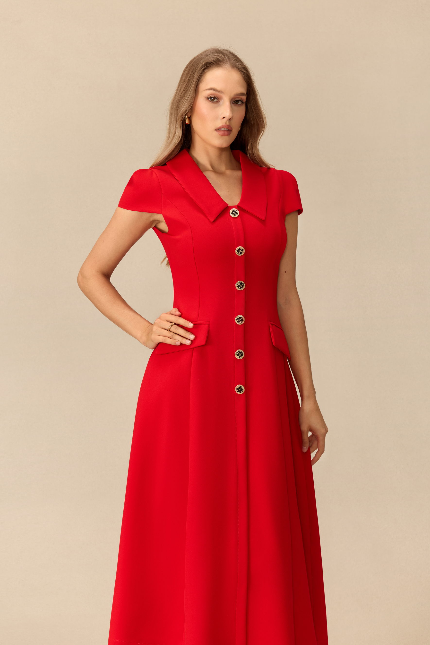Simply Darling Lapel Collar A‑Line Midi Dress