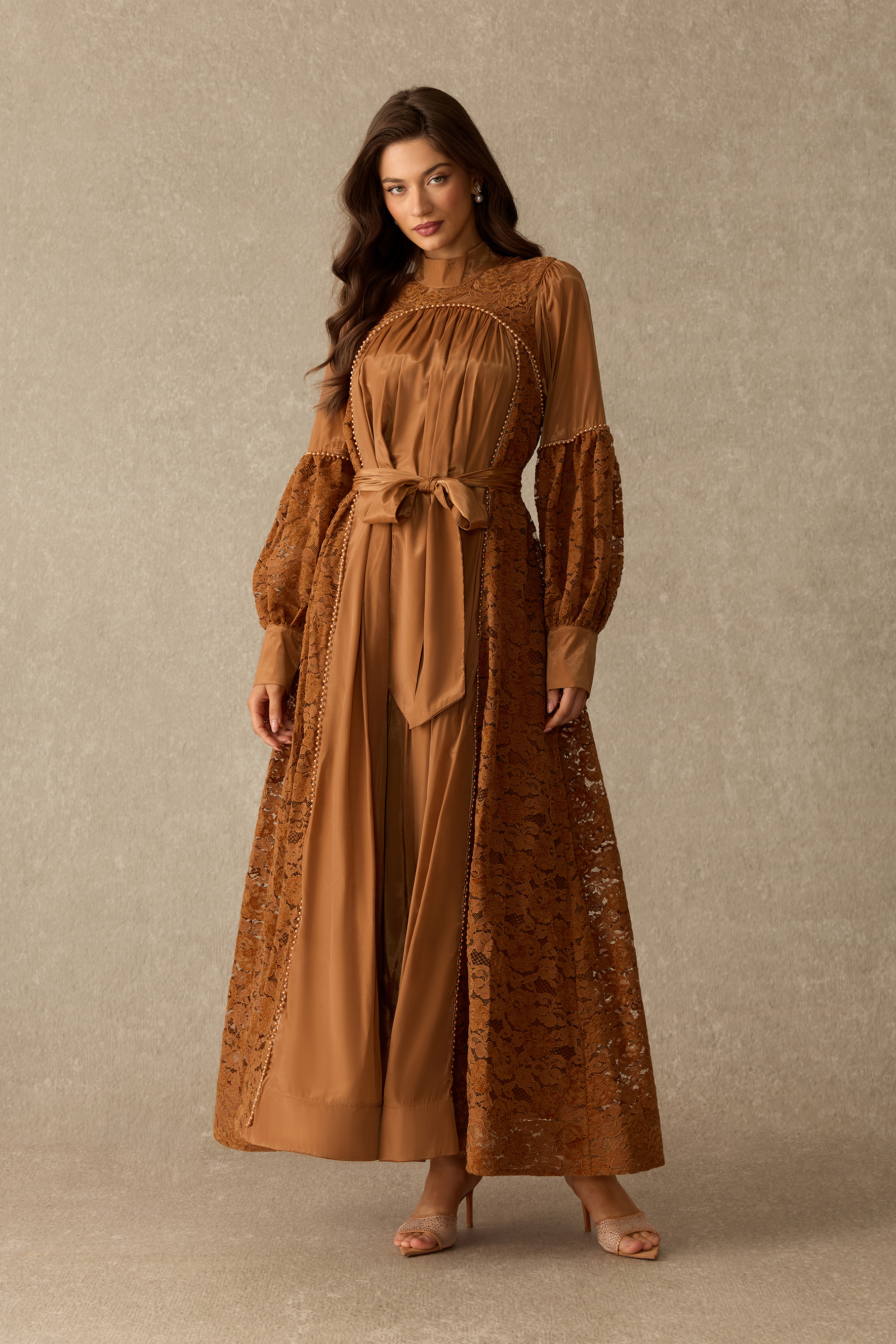 Quietly Beautiful Lace Panel Tie Waist Maxi Dress – sunfere