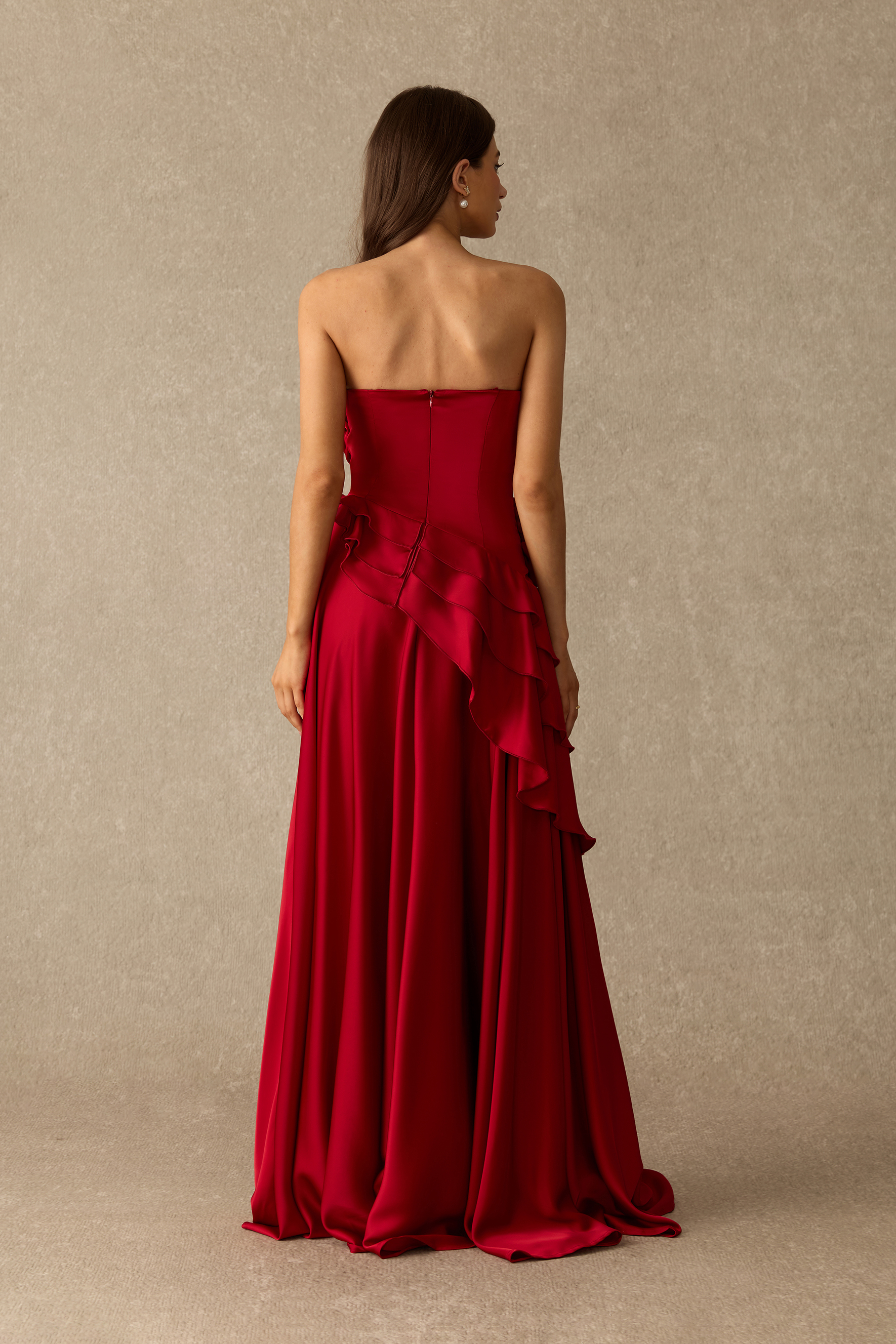Always A Stunner Floral Applique Ruffle Maxi Dress