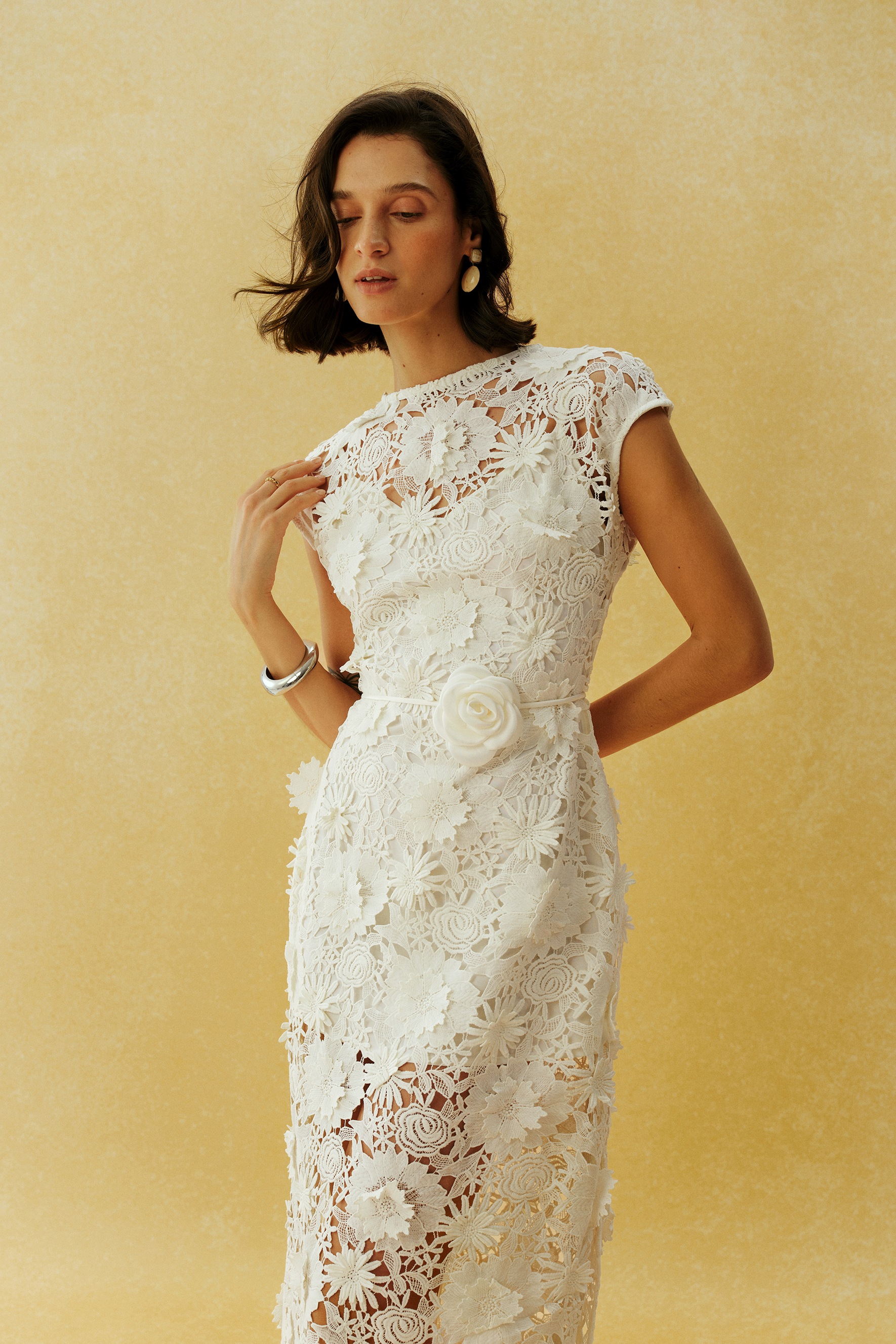 Before the First Kiss White Floral Lace Cap Sleeve Maxi Dress