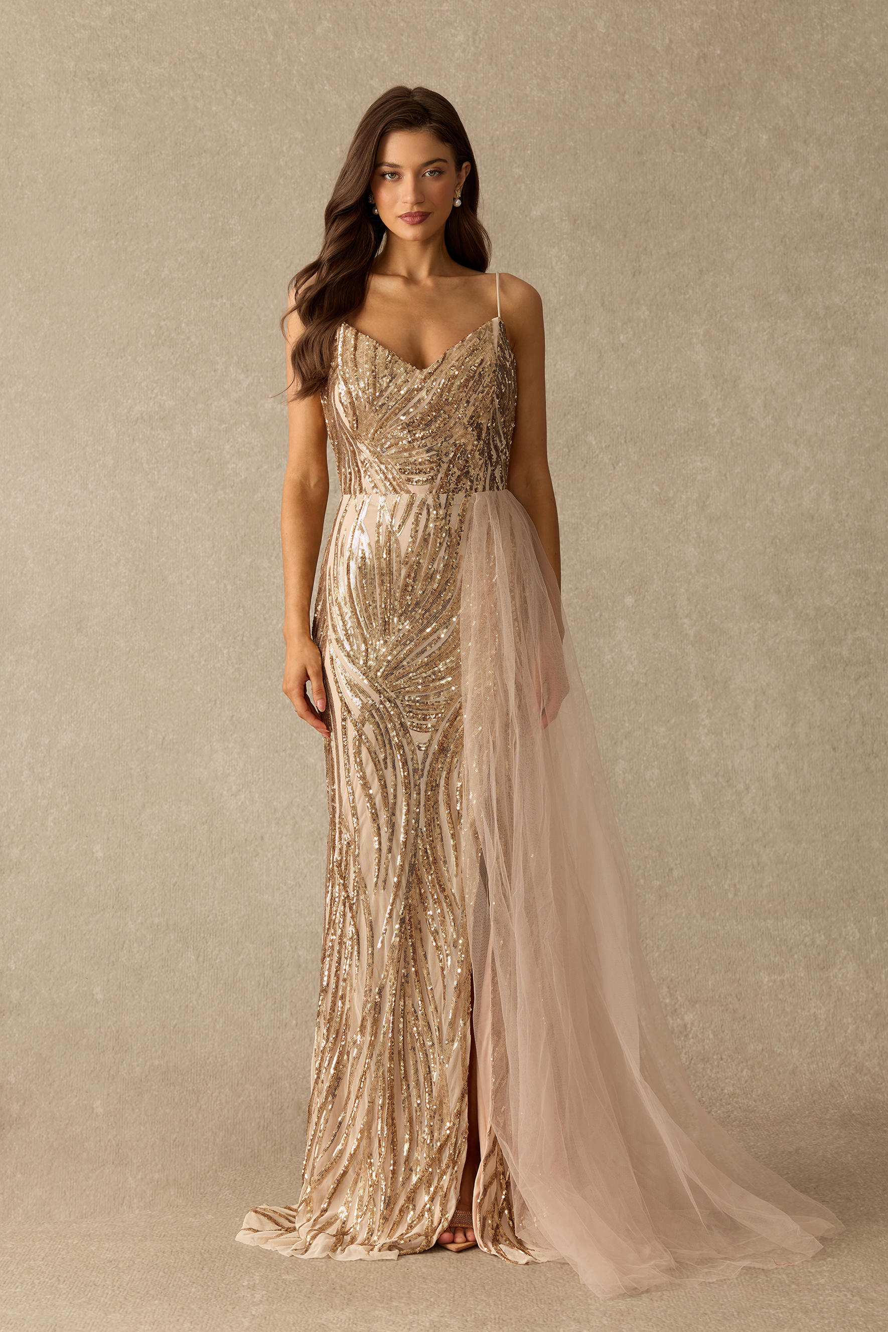 Irresistible Glamour Sequin Side Slit Maxi Dress